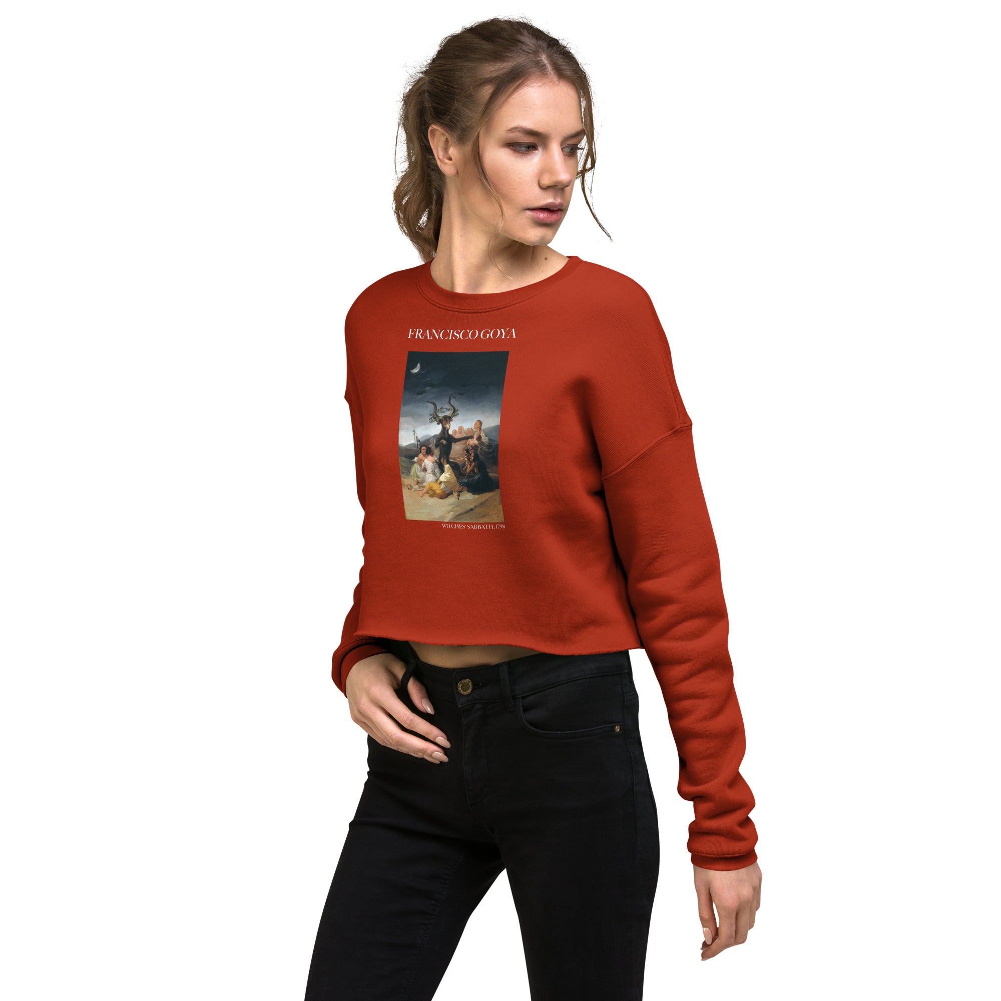 Francisco Goya 'Witches' Sabbath' Famous Painting Cropped Sweatshirt | Premium Art Cropped Sweatshirt