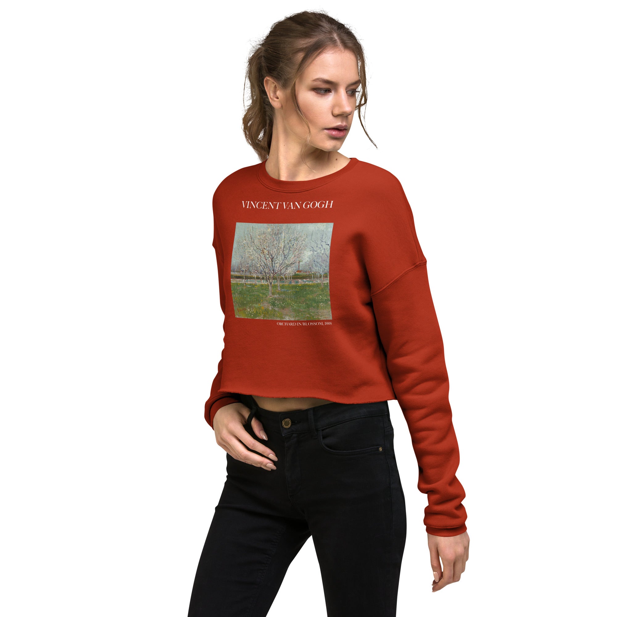 Vincent van Gogh 'Orchard in Blossom' Famous Painting Cropped Sweatshirt | Premium Art Cropped Sweatshirt