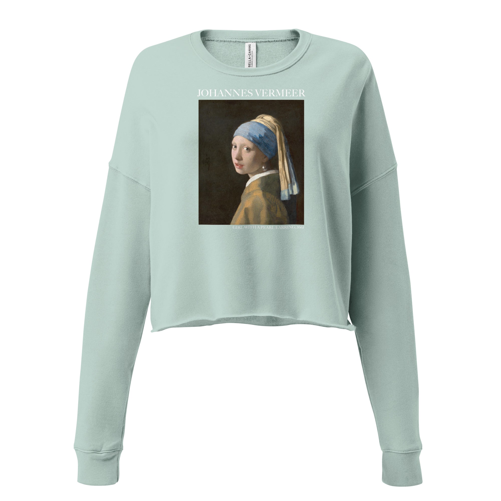 Johannes Vermeer 'Girl with a Pearl Earring' Famous Painting Cropped Sweatshirt | Premium Art Cropped Sweatshirt