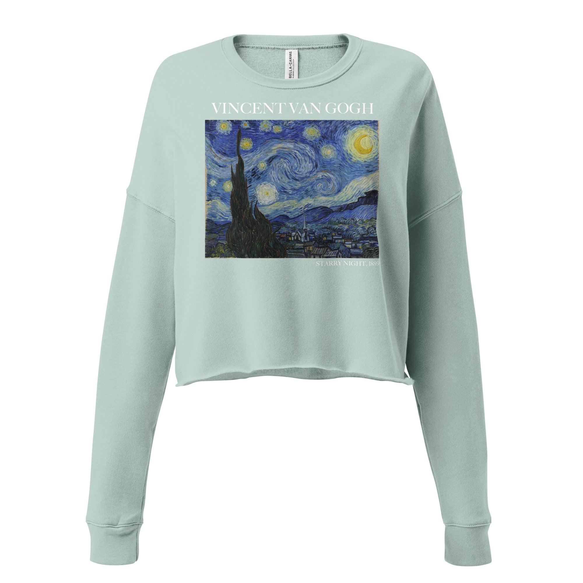 Kurzes Sweatshirt „Sternennacht“ von Vincent van Gogh, berühmtes Gemälde | Kurzes Sweatshirt mit Premium-Kunstmotiv