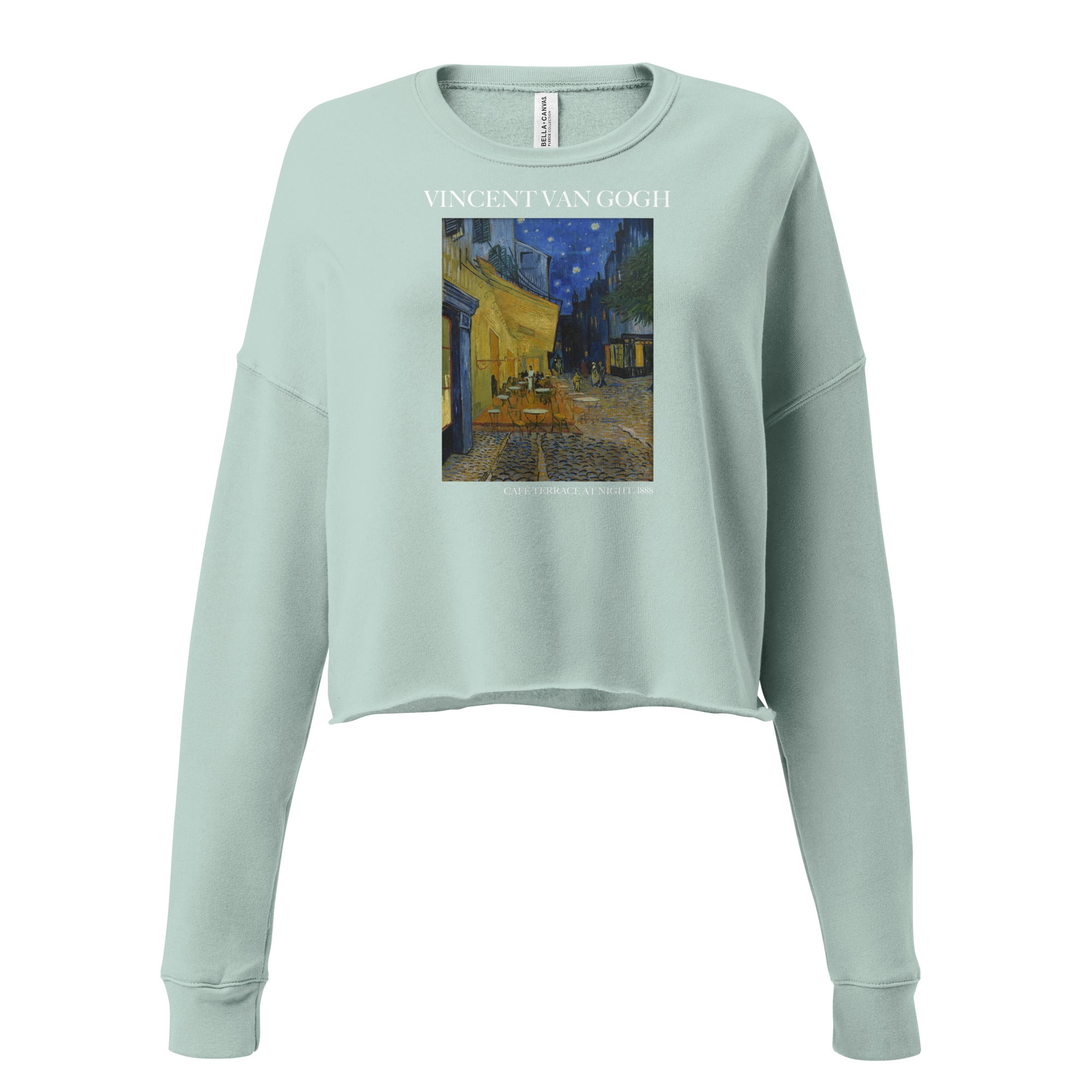 Vincent van Gogh 'Café Terrace at Night' Famous Painting Cropped Sweatshirt | Premium Art Cropped Sweatshirt