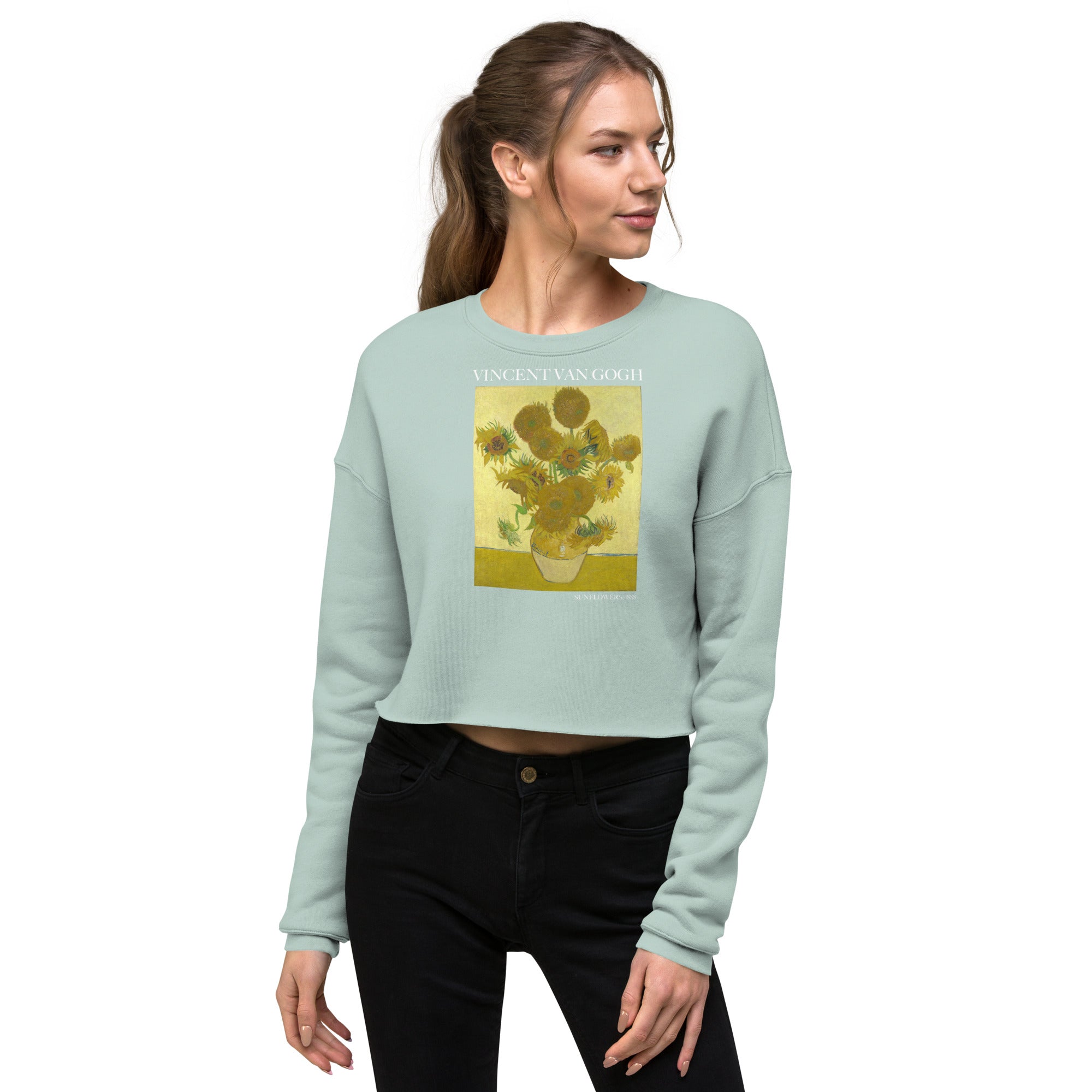 Vincent van Gogh 'Sunflowers' Famous Painting Cropped Sweatshirt | Premium Art Cropped Sweatshirt