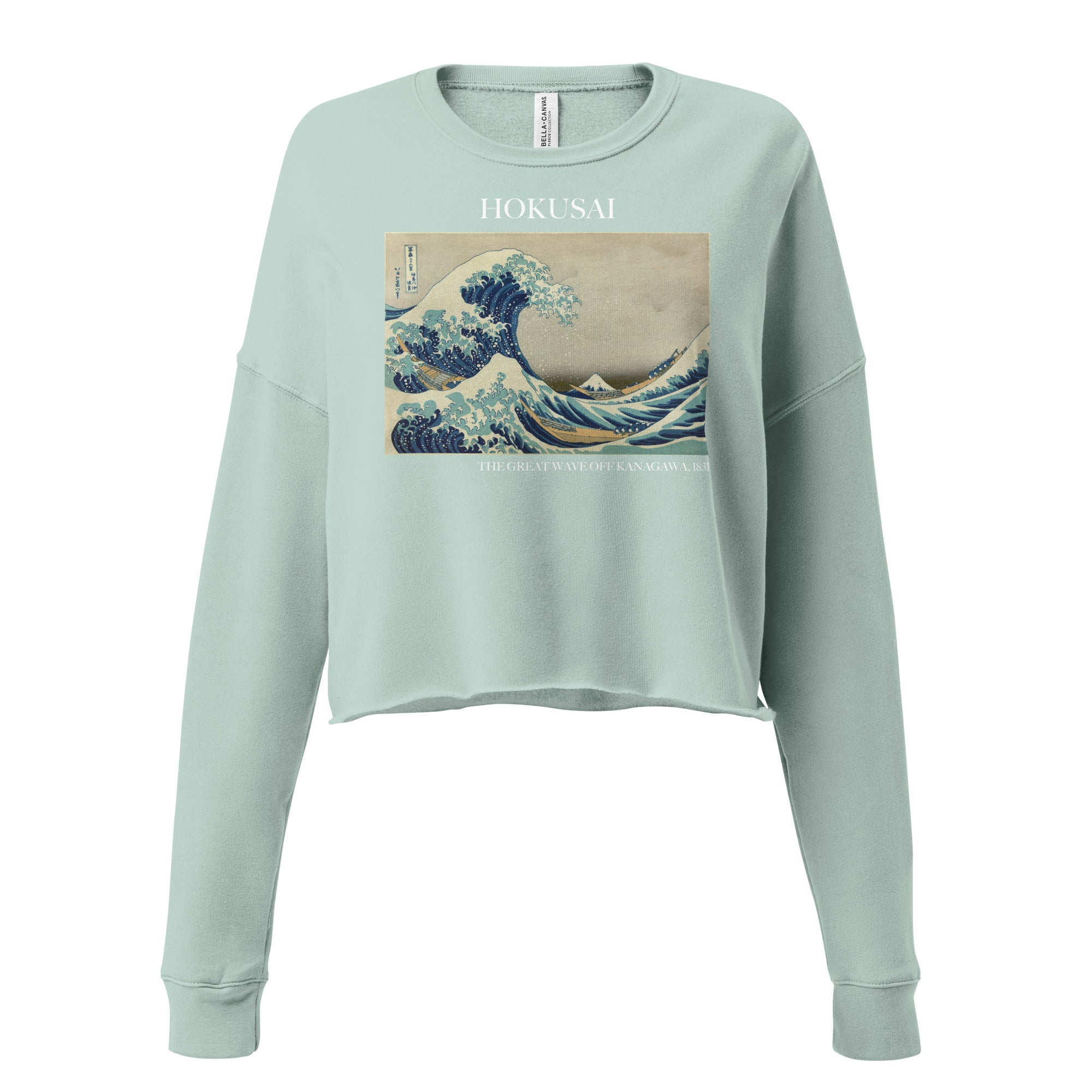 Kurzes Sweatshirt „Die große Welle vor Kanagawa“ von Hokusai, berühmtes Gemälde | Kurzes Sweatshirt „Premium Art“