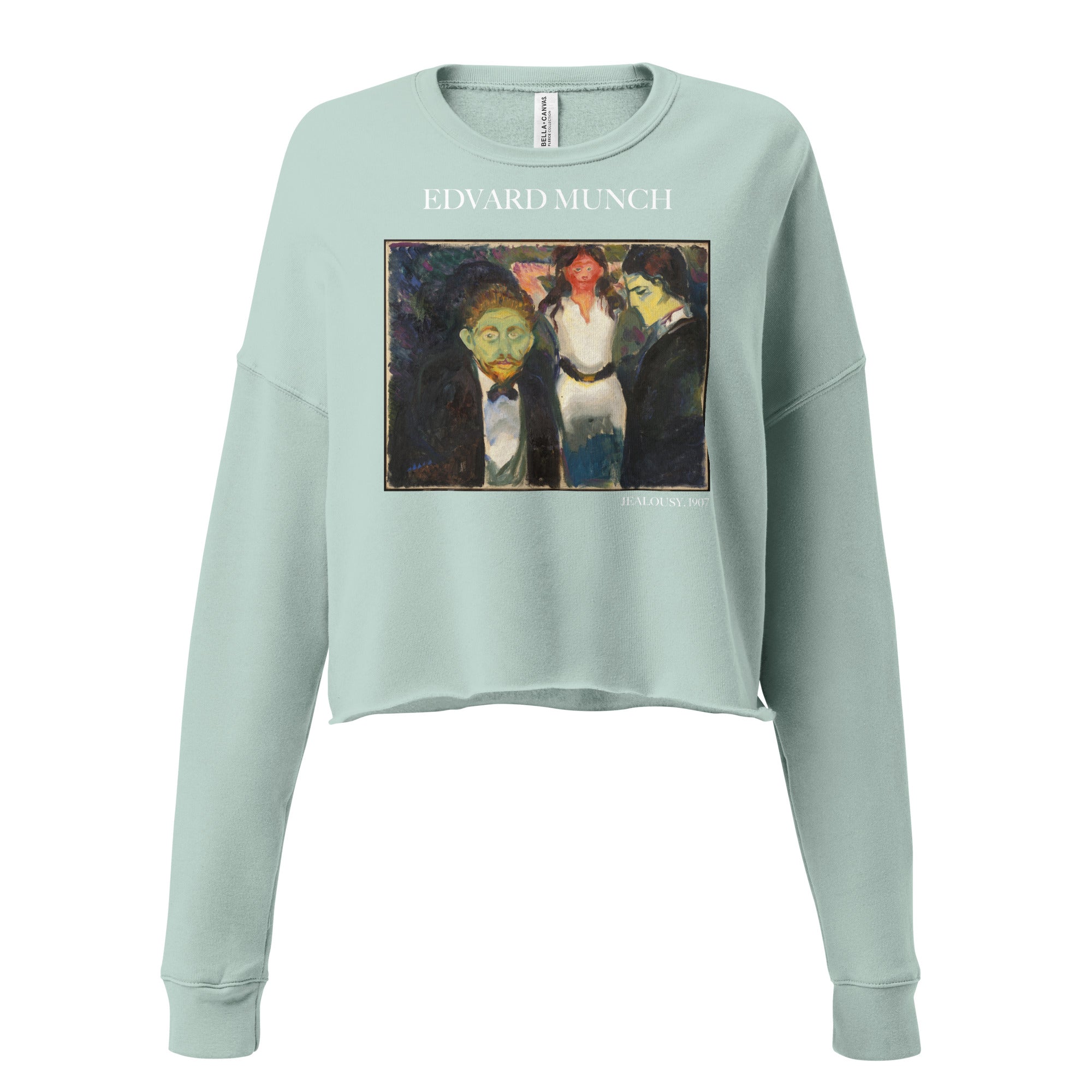 Edvard Munch 'Jealousy' Famous Painting Cropped Sweatshirt | Premium Art Cropped Sweatshirt