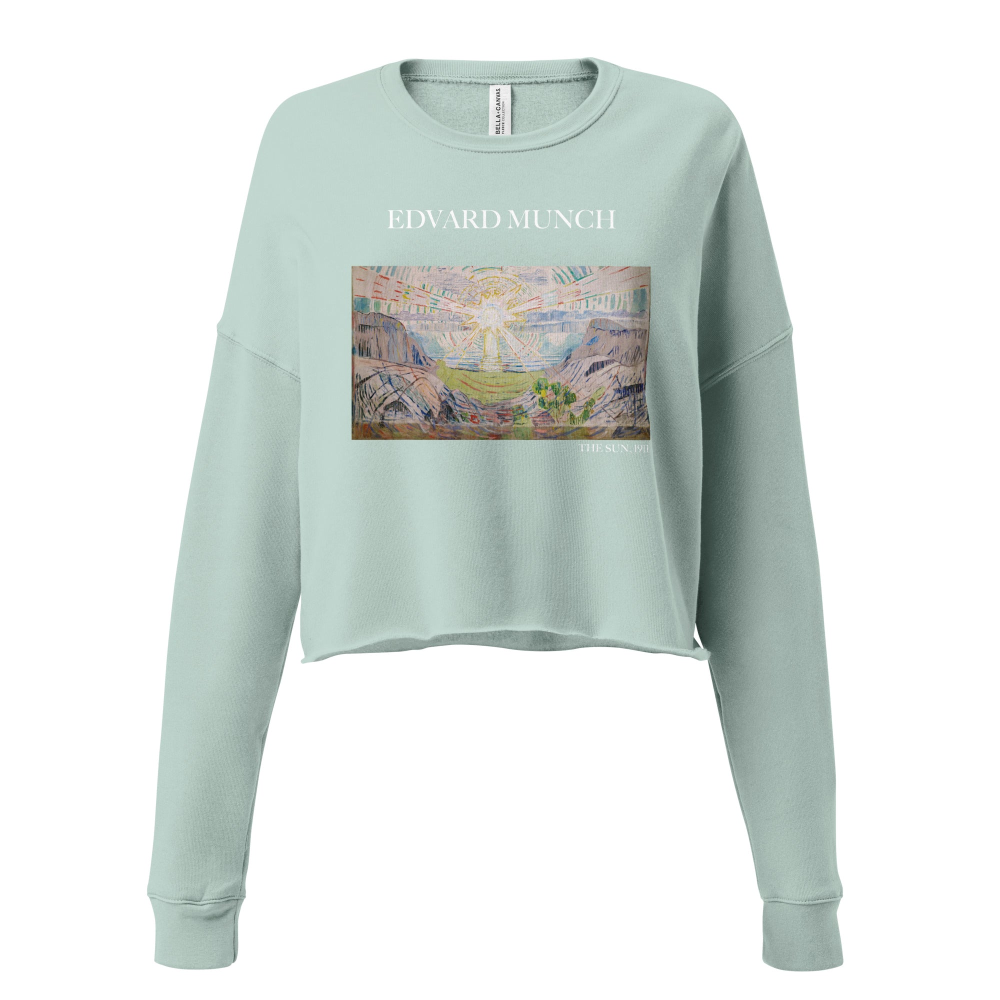 Kurzes Sweatshirt „Die Sonne“ von Edvard Munch, berühmtes Gemälde | Kurzes Sweatshirt „Premium Art“