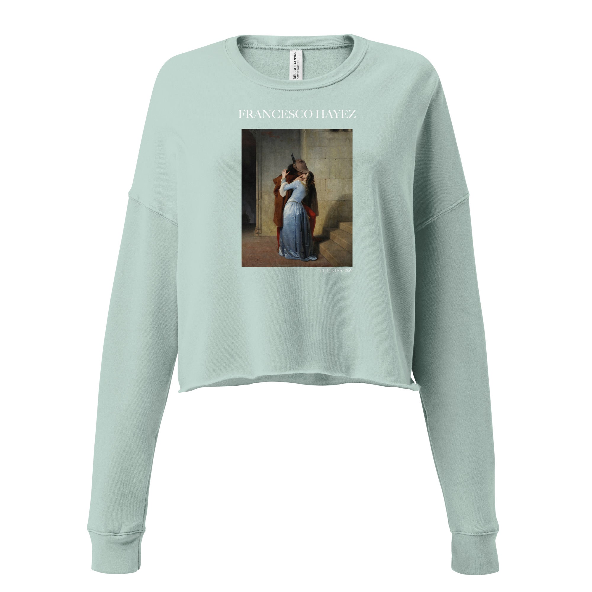 Kurzes Sweatshirt mit berühmtem Gemälde „Der Kuss“ von Francesco Hayez | Kurzes Sweatshirt mit Premium-Kunstmotiv