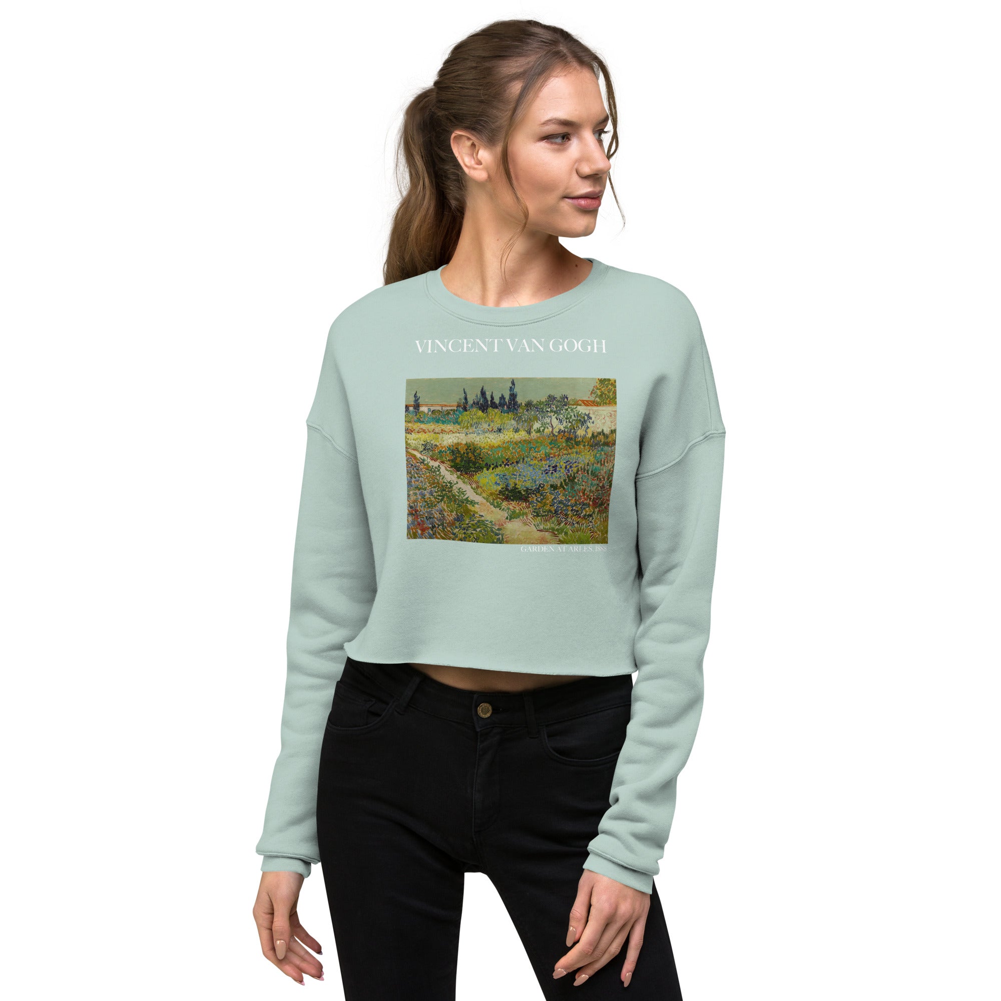 Vincent van Gogh 'Garden at Arles' Famous Painting Cropped Sweatshirt | Premium Art Cropped Sweatshirt