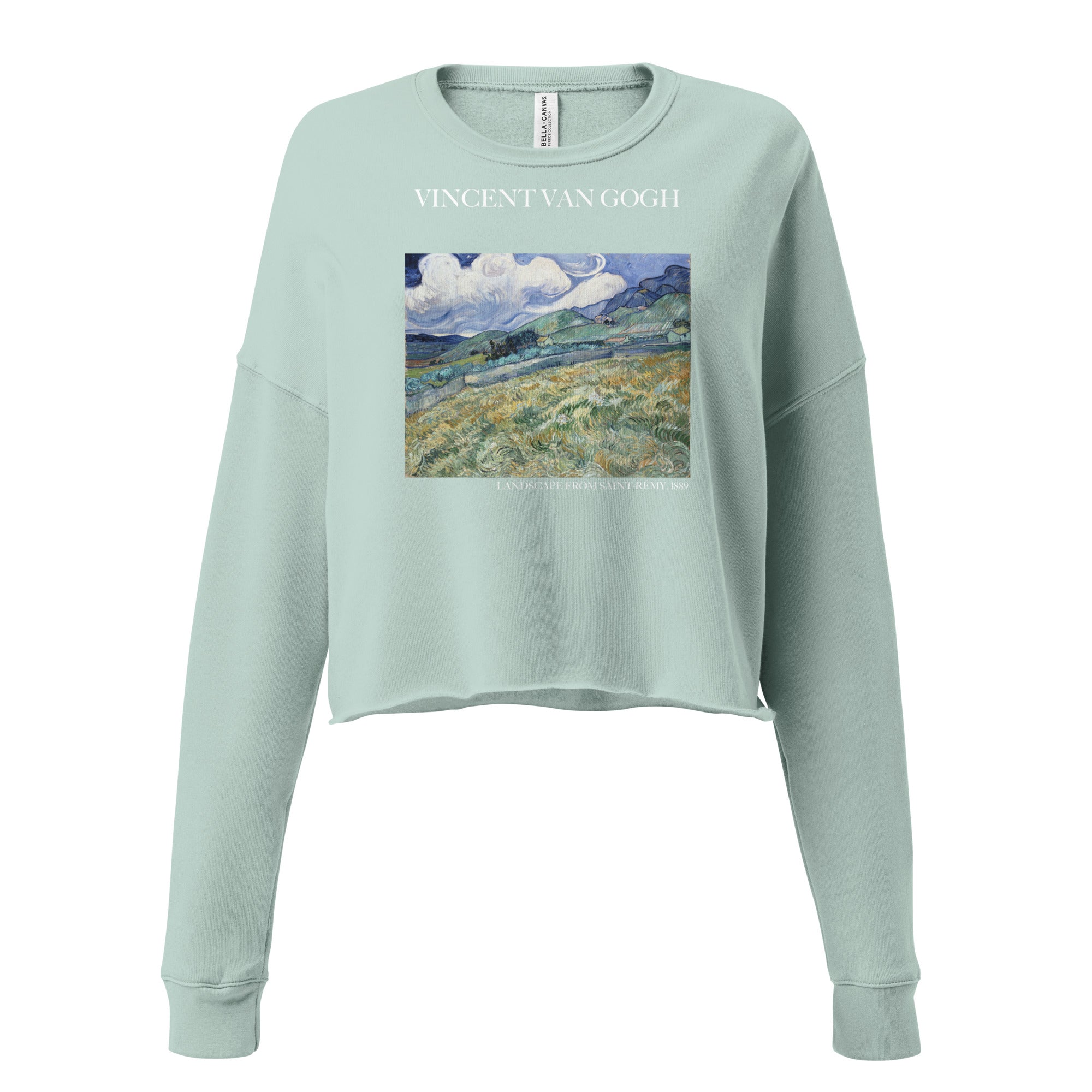 Vincent van Gogh 'Landscape from Saint-Rémy' Famous Painting Cropped Sweatshirt | Premium Art Cropped Sweatshirt