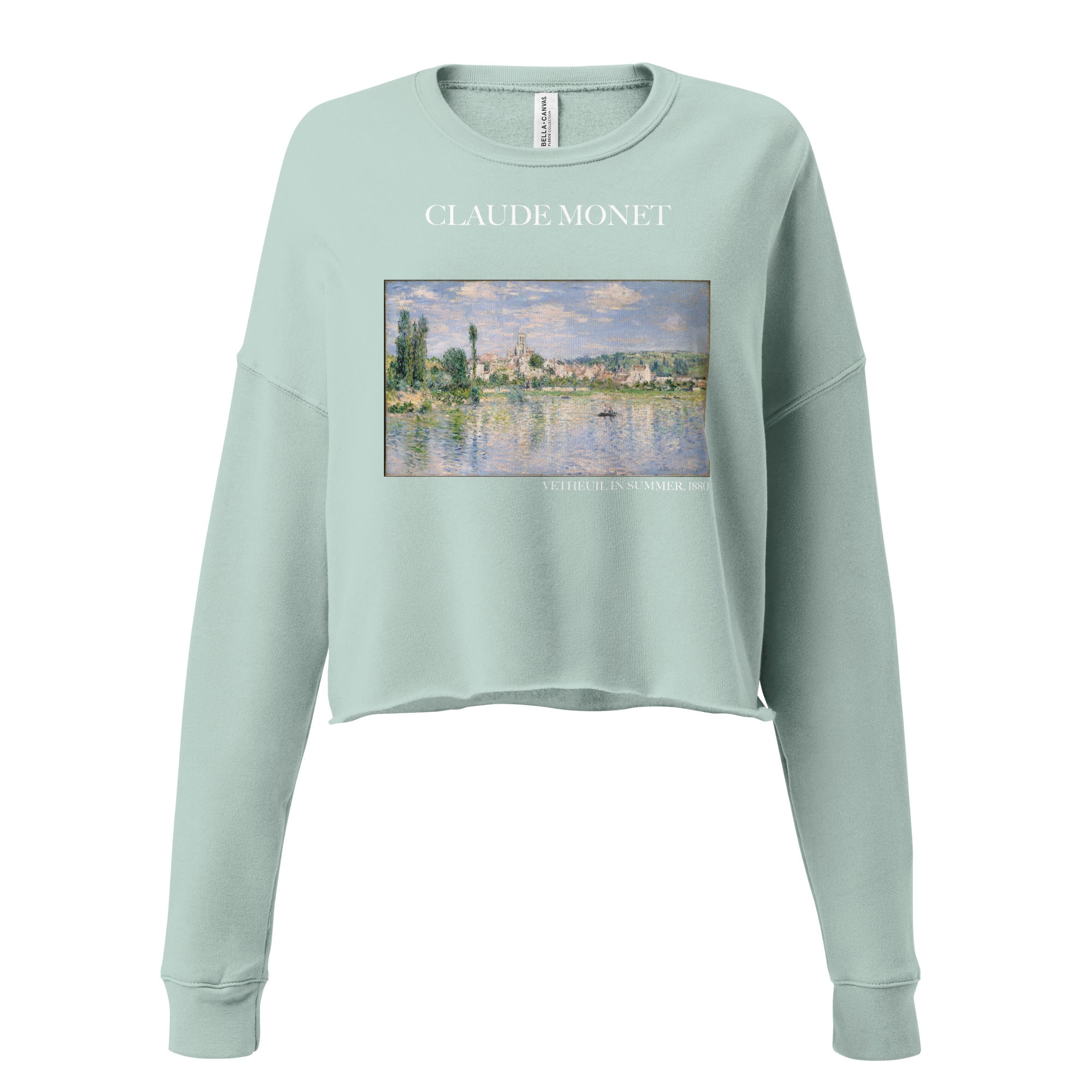 Claude Monet 'Vetheuil in Summer' Famous Painting Cropped Sweatshirt | Premium Art Cropped Sweatshirt