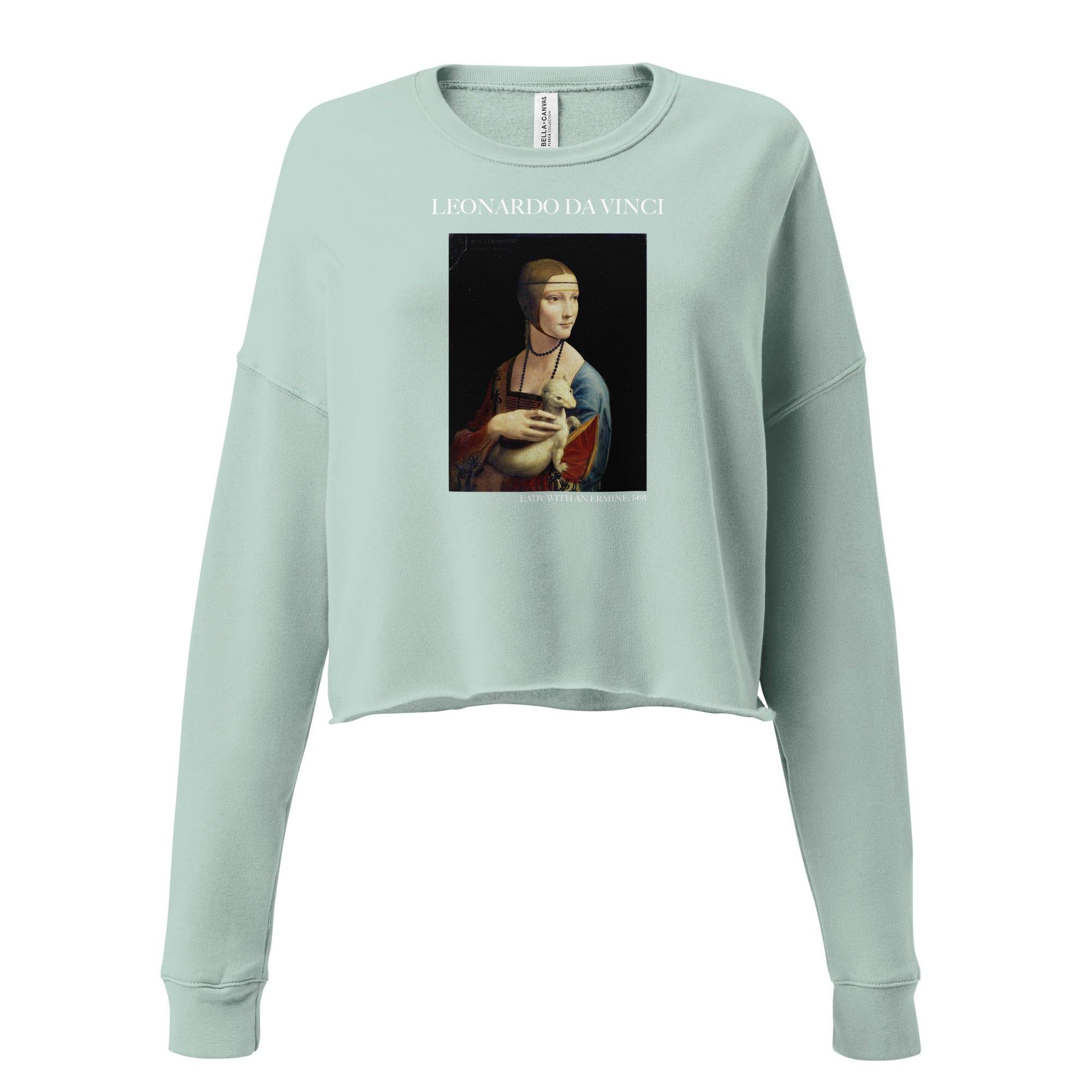 Leonardo da Vinci 'Lady with an Ermine' Famous Painting Cropped Sweatshirt | Premium Art Cropped Sweatshirt