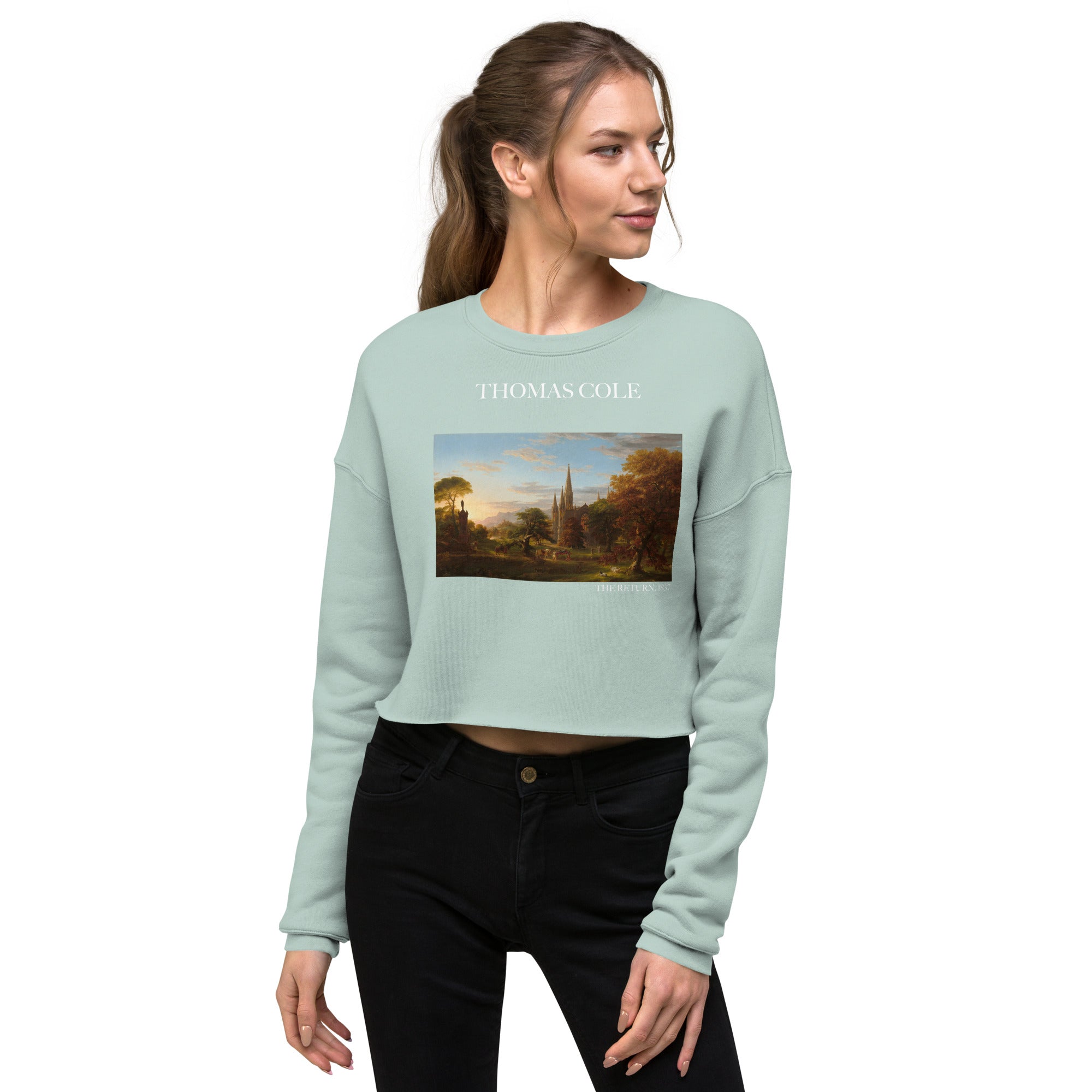 Thomas Cole 'The Return' Famous Painting Cropped Sweatshirt | Premium Art Cropped Sweatshirt