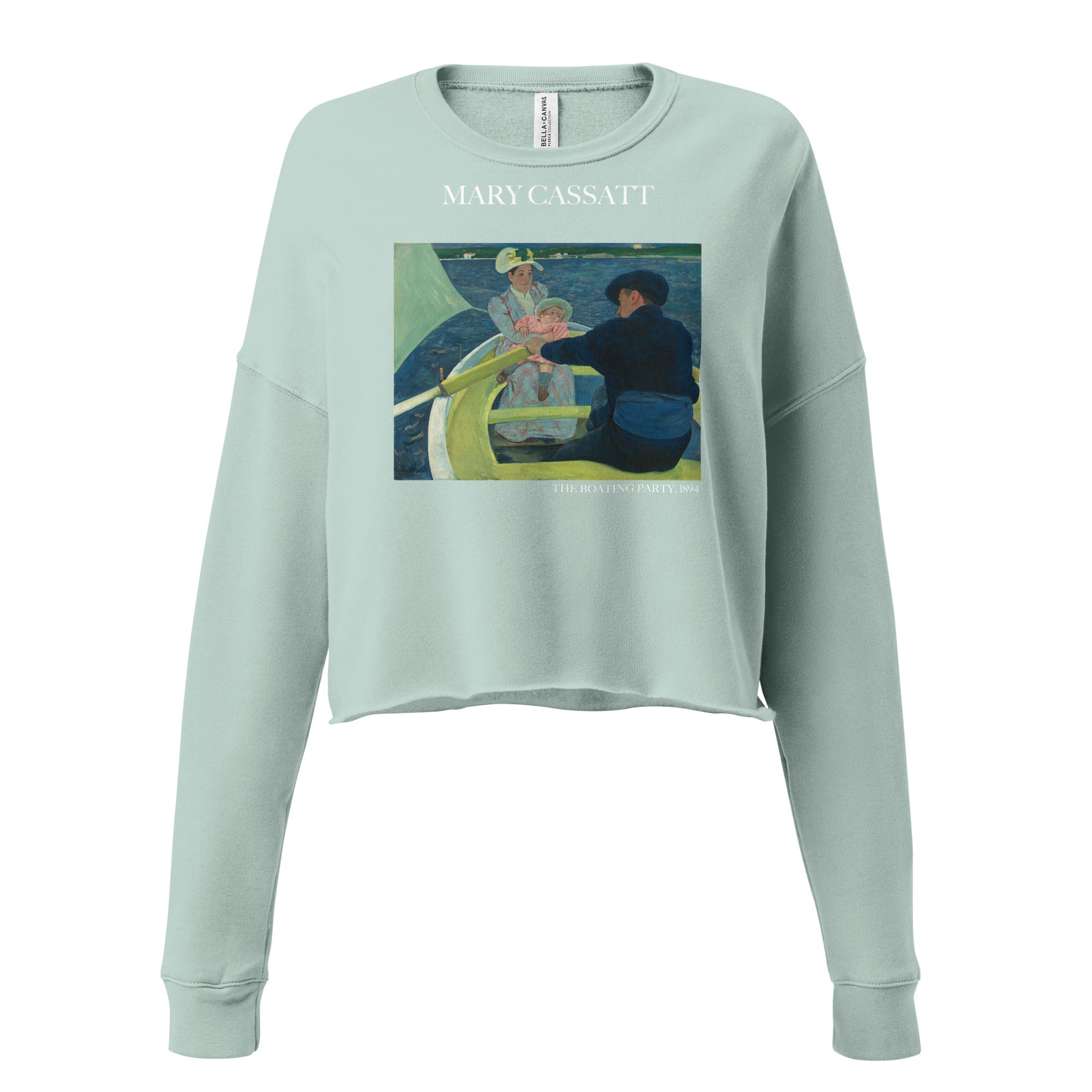 Mary Cassatt 'The Boating Party' Famous Painting Cropped Sweatshirt | Premium Art Cropped Sweatshirt