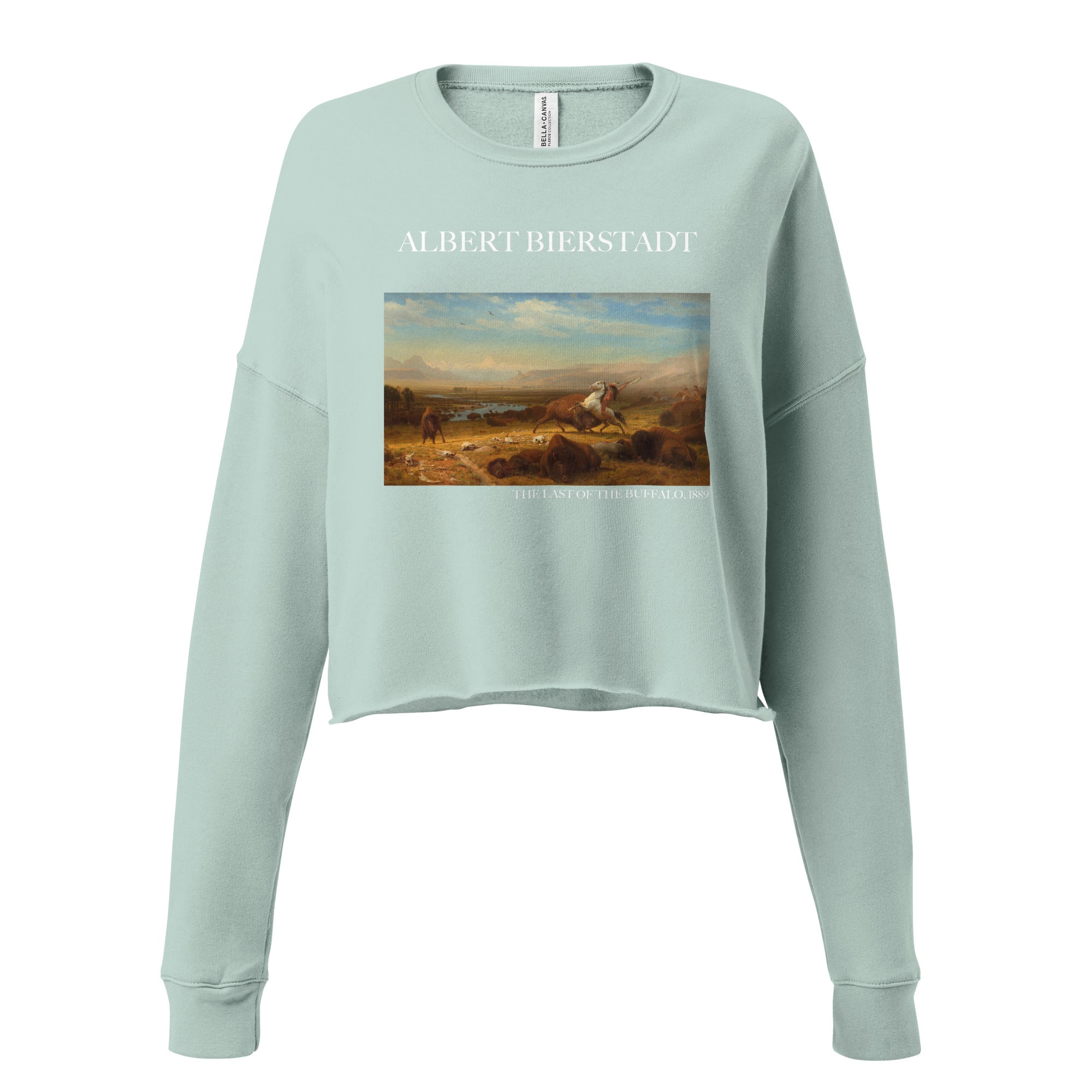 Albert Bierstadt 'The Last of the Buffalo' Famous Painting Cropped Sweatshirt | Premium Art Cropped Sweatshirt