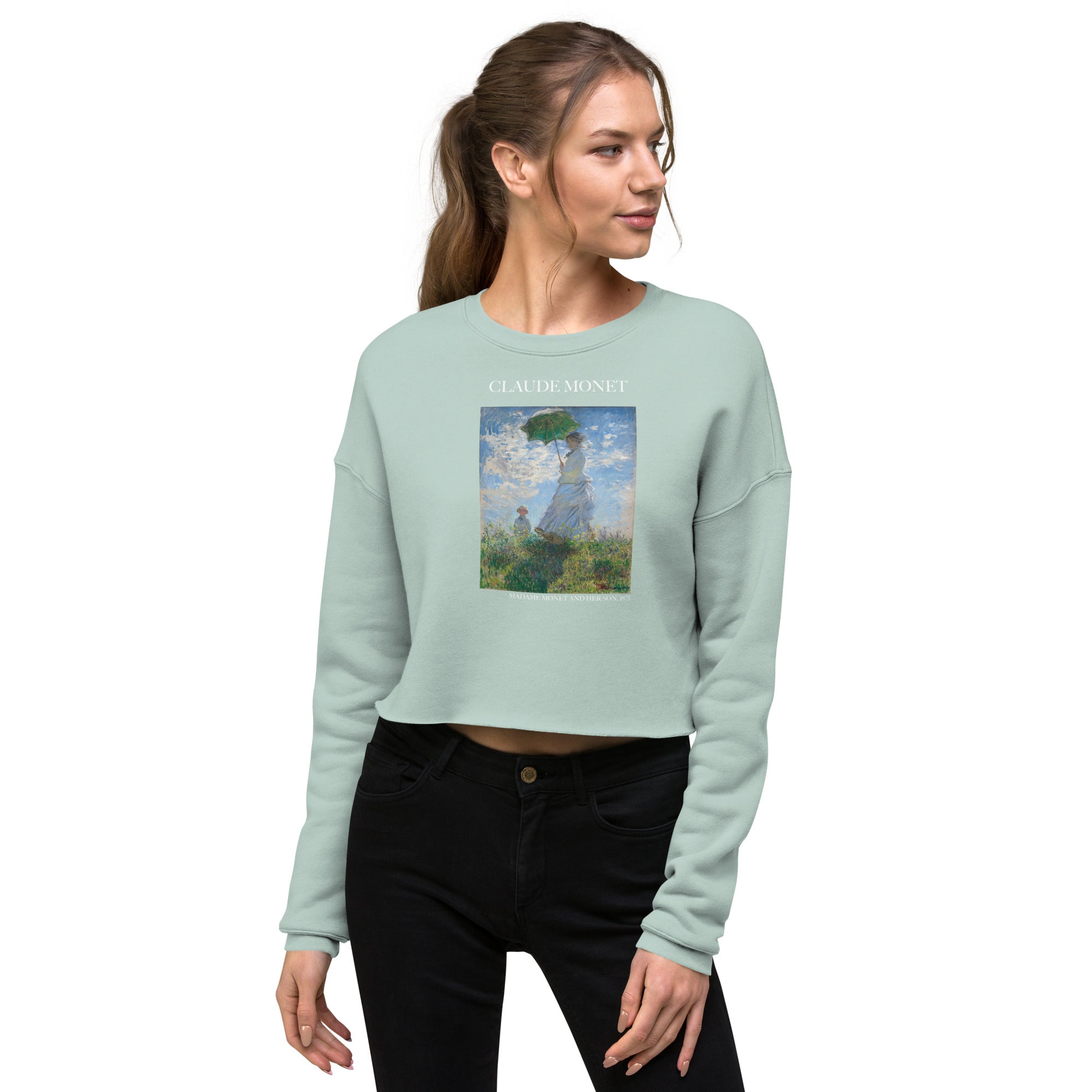 Claude Monet 'Madame Monet und ihr Sohn' Berühmtes Gemälde Kurzes Sweatshirt | Premium Art Kurzes Sweatshirt