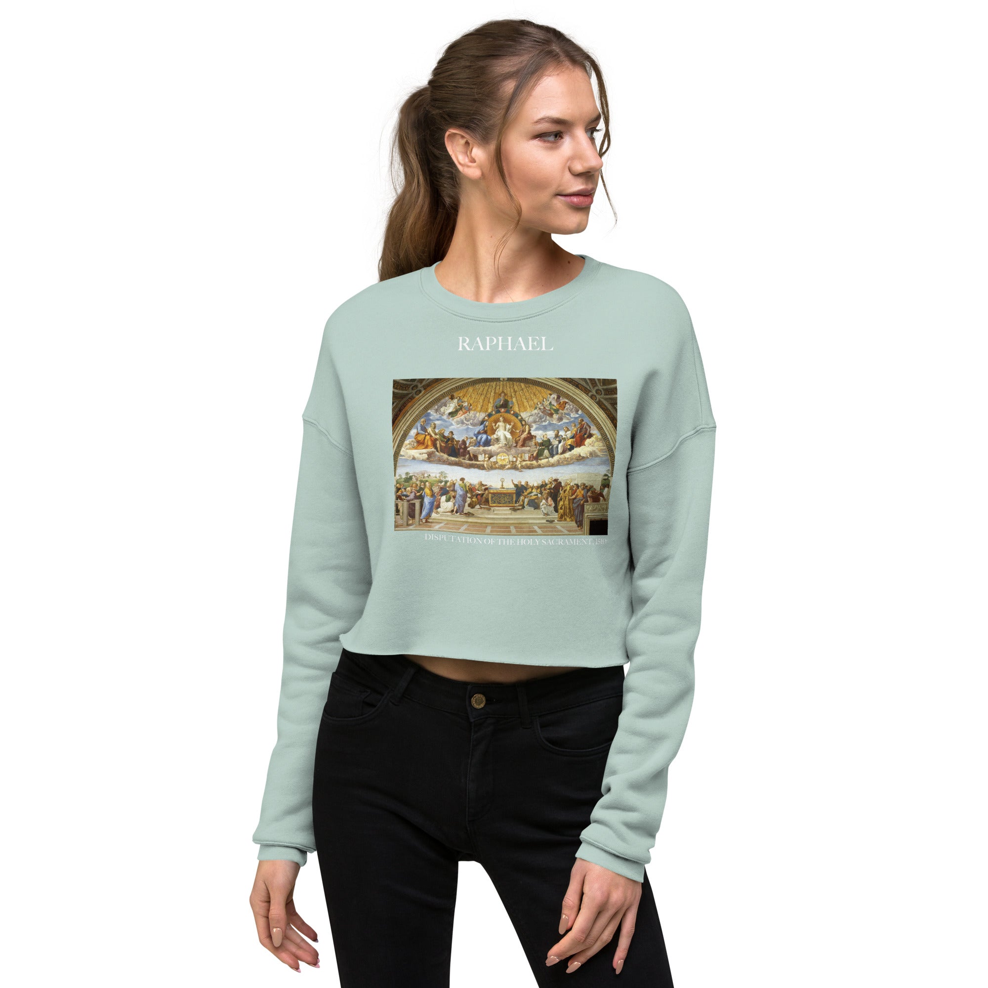 Raphael 'Disputation of the Holy Sacrament' Famous Painting Cropped Sweatshirt | Premium Art Cropped Sweatshirt