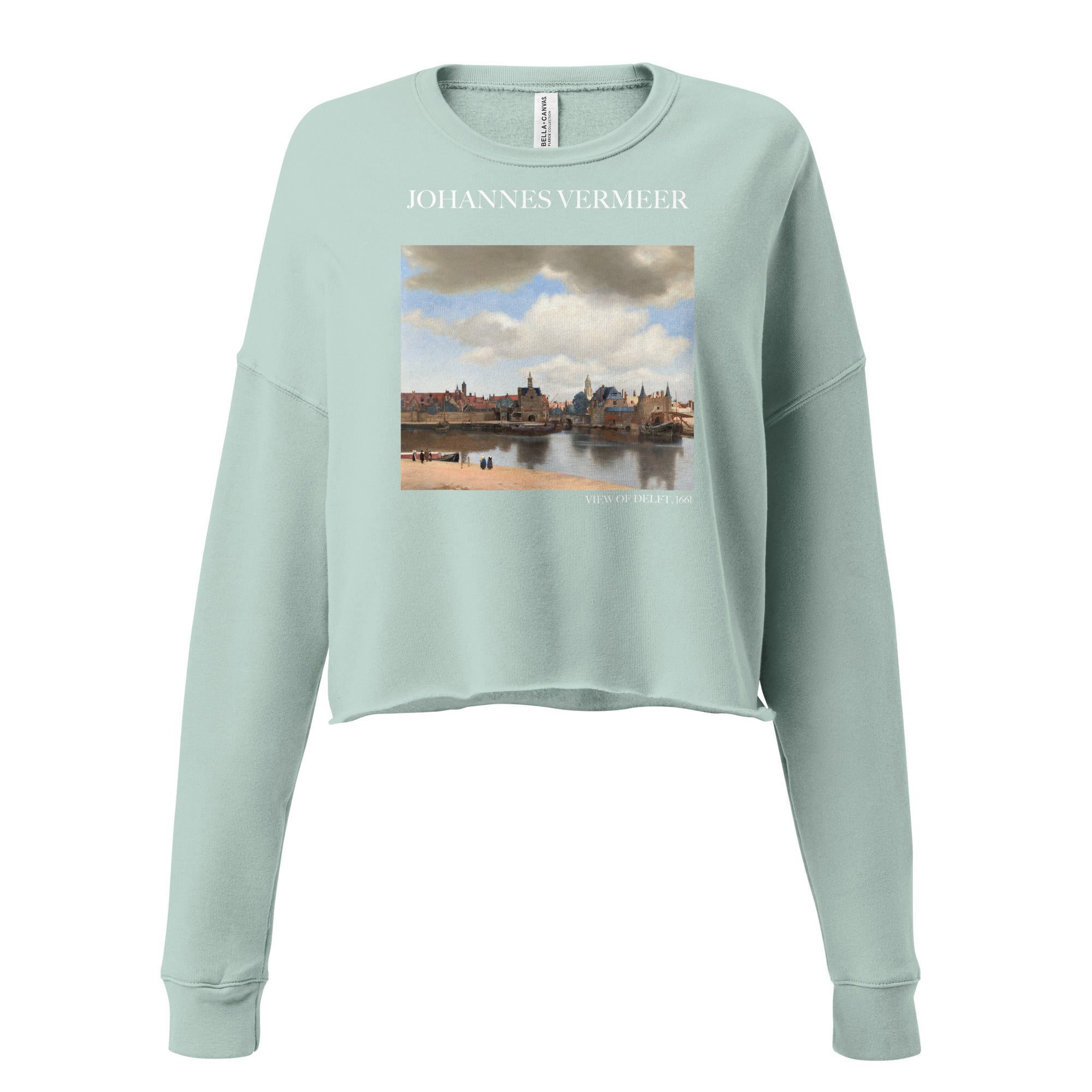 Johannes Vermeer 'View of Delft' Famous Painting Cropped Sweatshirt | Premium Art Cropped Sweatshirt