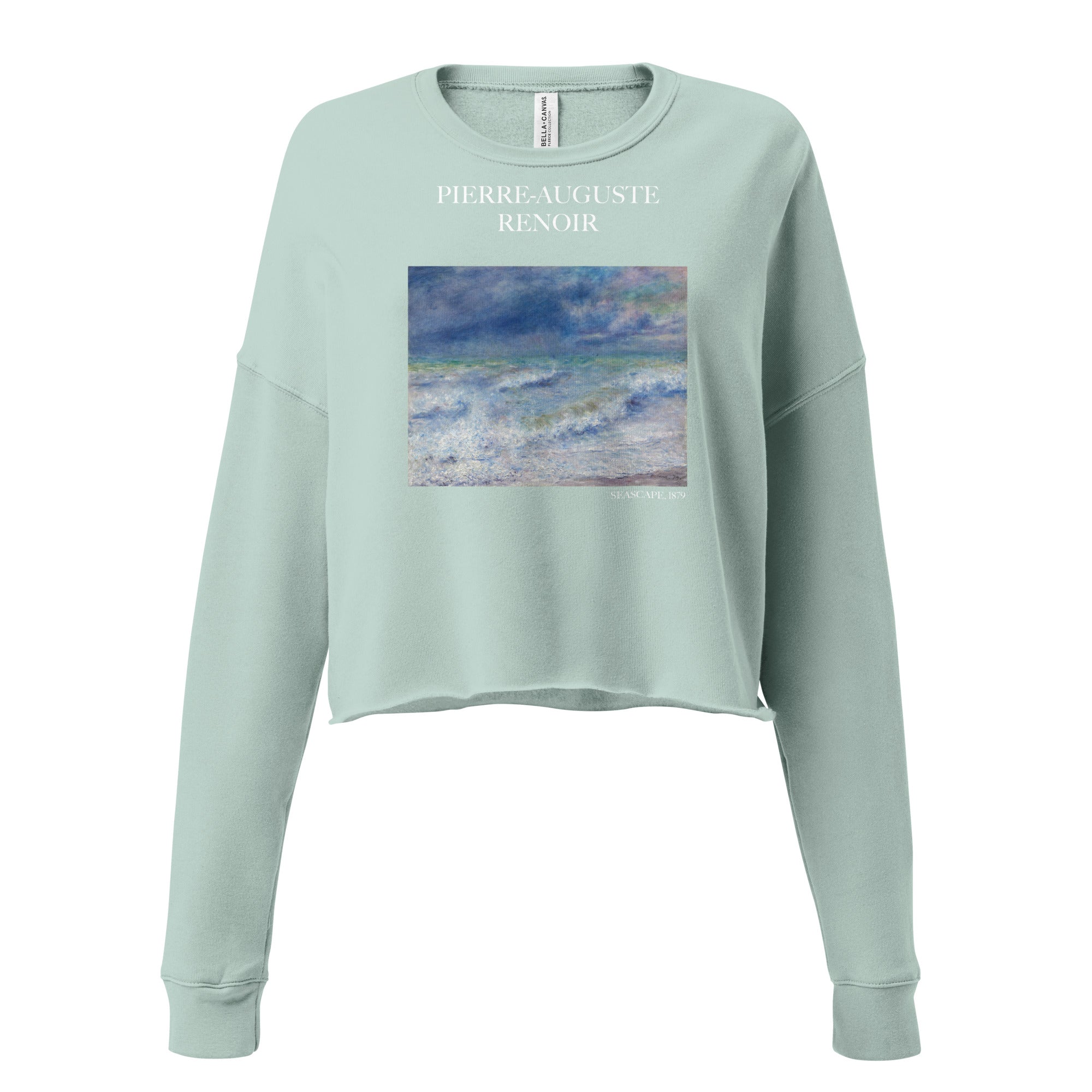 Pierre-Auguste Renoir 'Seascape' Famous Painting Cropped Sweatshirt | Premium Art Cropped Sweatshirt