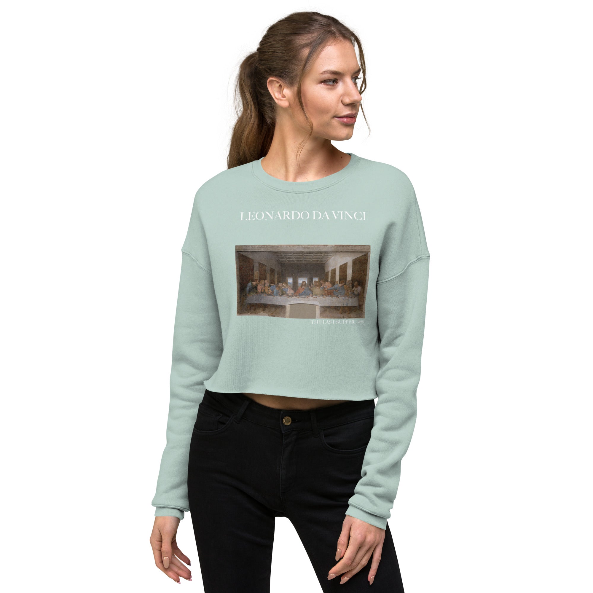 Kurzes Sweatshirt „Das letzte Abendmahl“ von Leonardo da Vinci, berühmtes Gemälde | Kurzes Sweatshirt mit Premium-Kunstmotiv