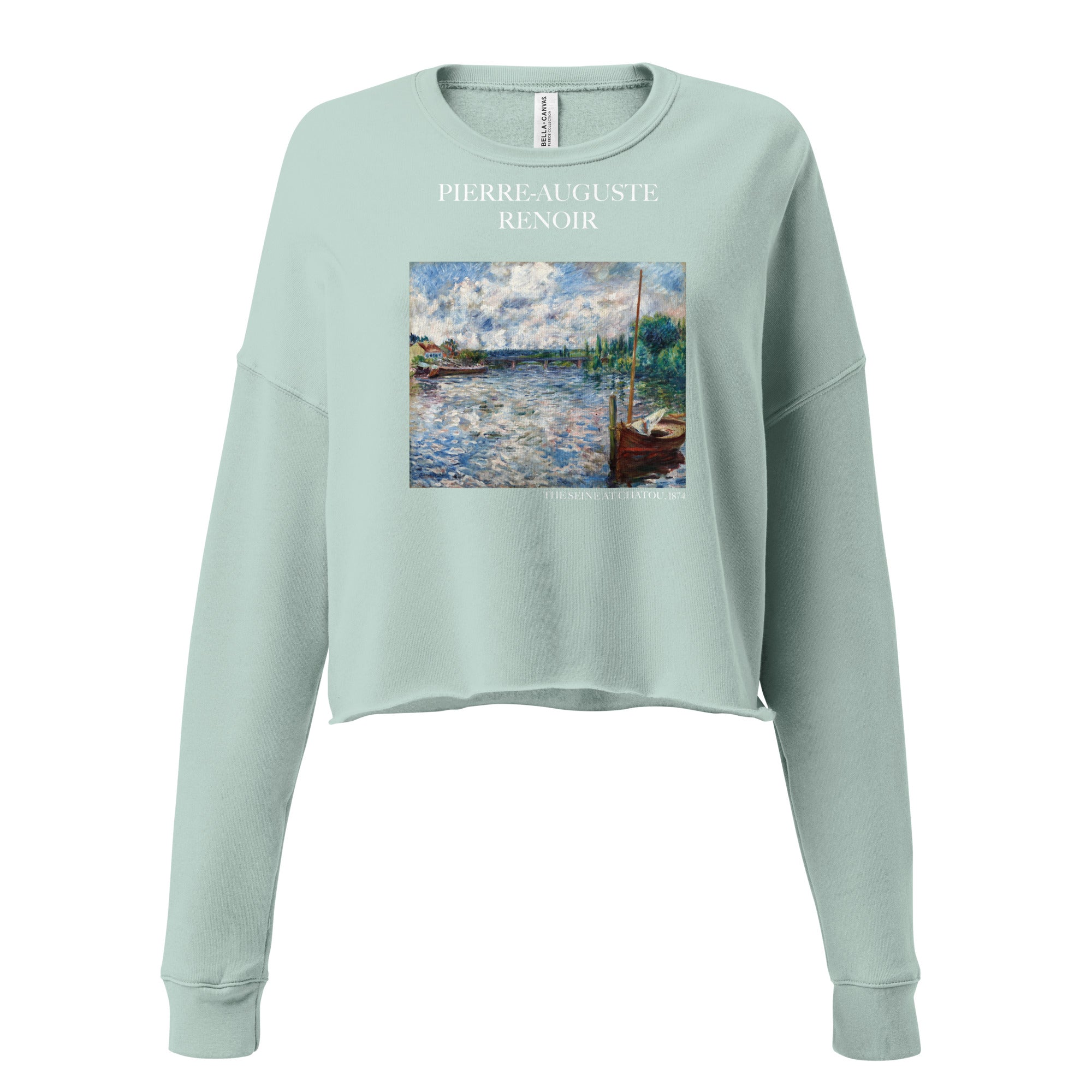 Pierre-Auguste Renoir 'The Seine at Chatou' Famous Painting Cropped Sweatshirt | Premium Art Cropped Sweatshirt