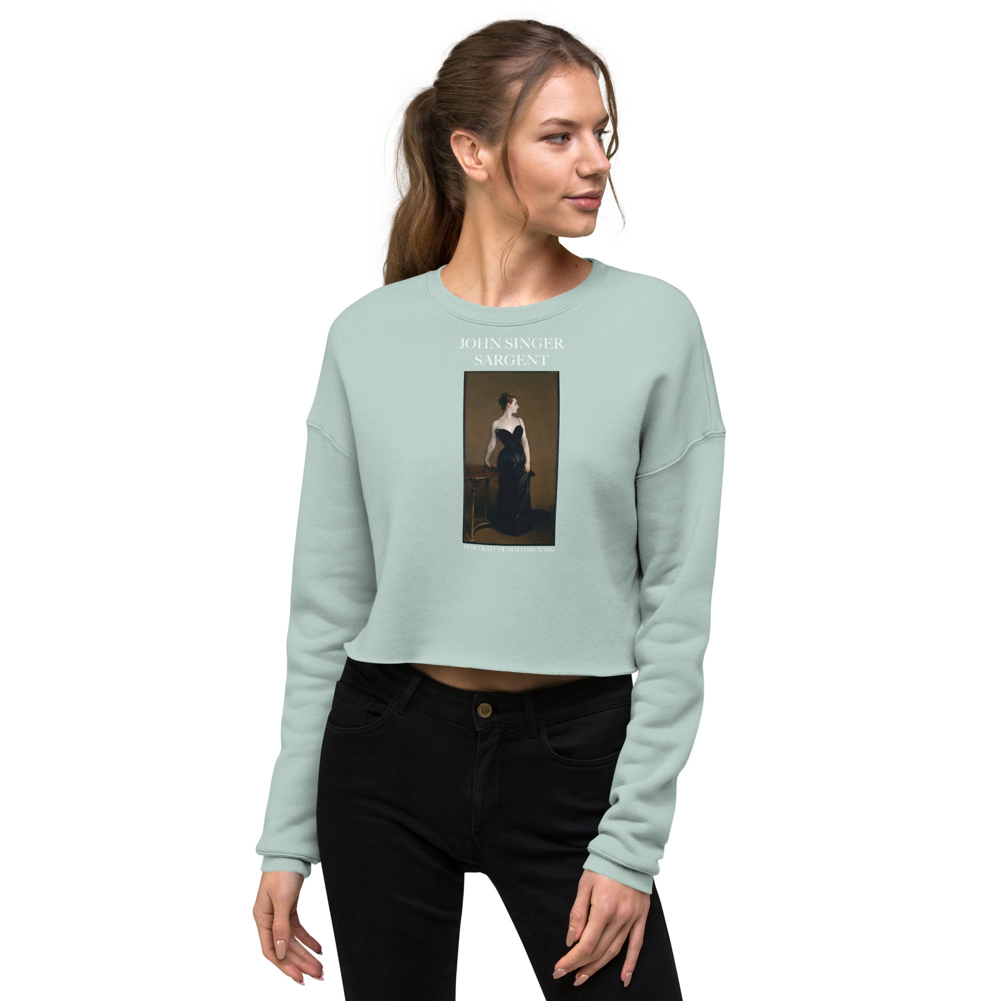 John Singer Sargent 'Portrait of Madame X' Famous Painting Cropped Sweatshirt | Premium Art Cropped Sweatshirt