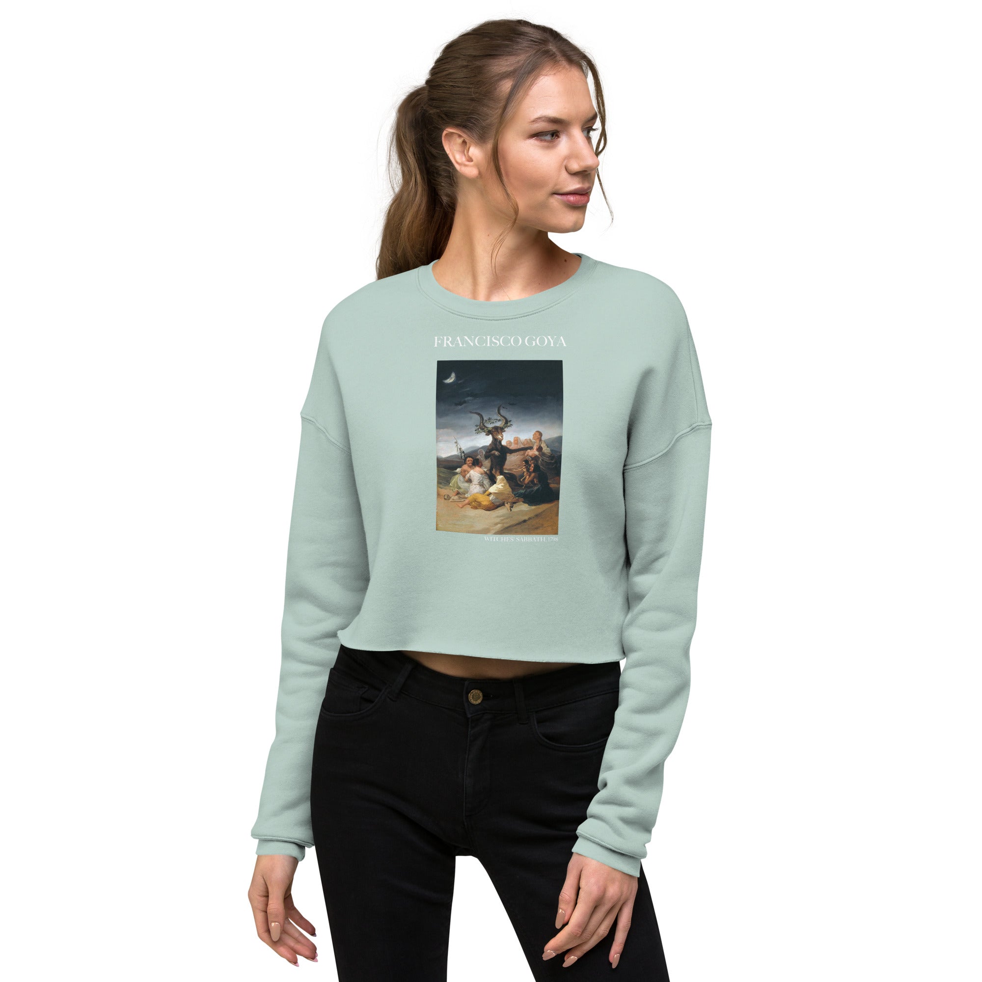 Francisco Goya 'Witches' Sabbath' Famous Painting Cropped Sweatshirt | Premium Art Cropped Sweatshirt