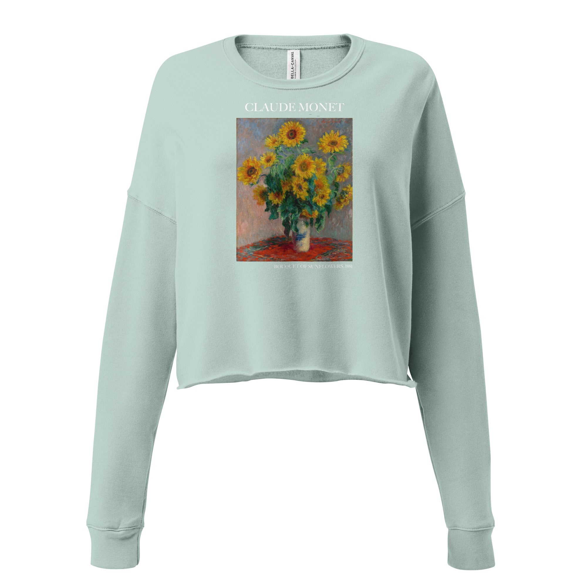 Claude Monet 'Bouquet of Sunflowers' Famous Painting Cropped Sweatshirt | Premium Art Cropped Sweatshirt