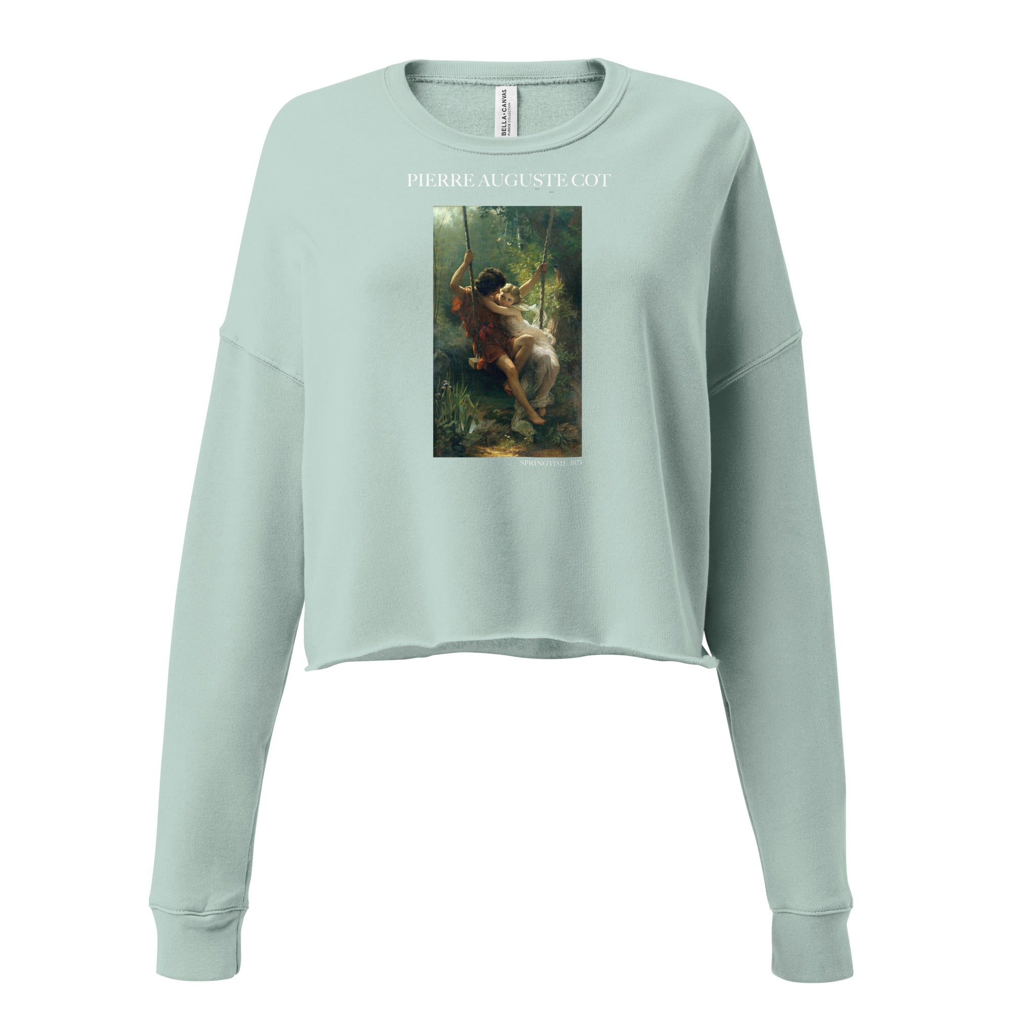 Pierre Auguste Cot 'Springtime' Famous Painting Cropped Sweatshirt | Premium Art Cropped Sweatshirt