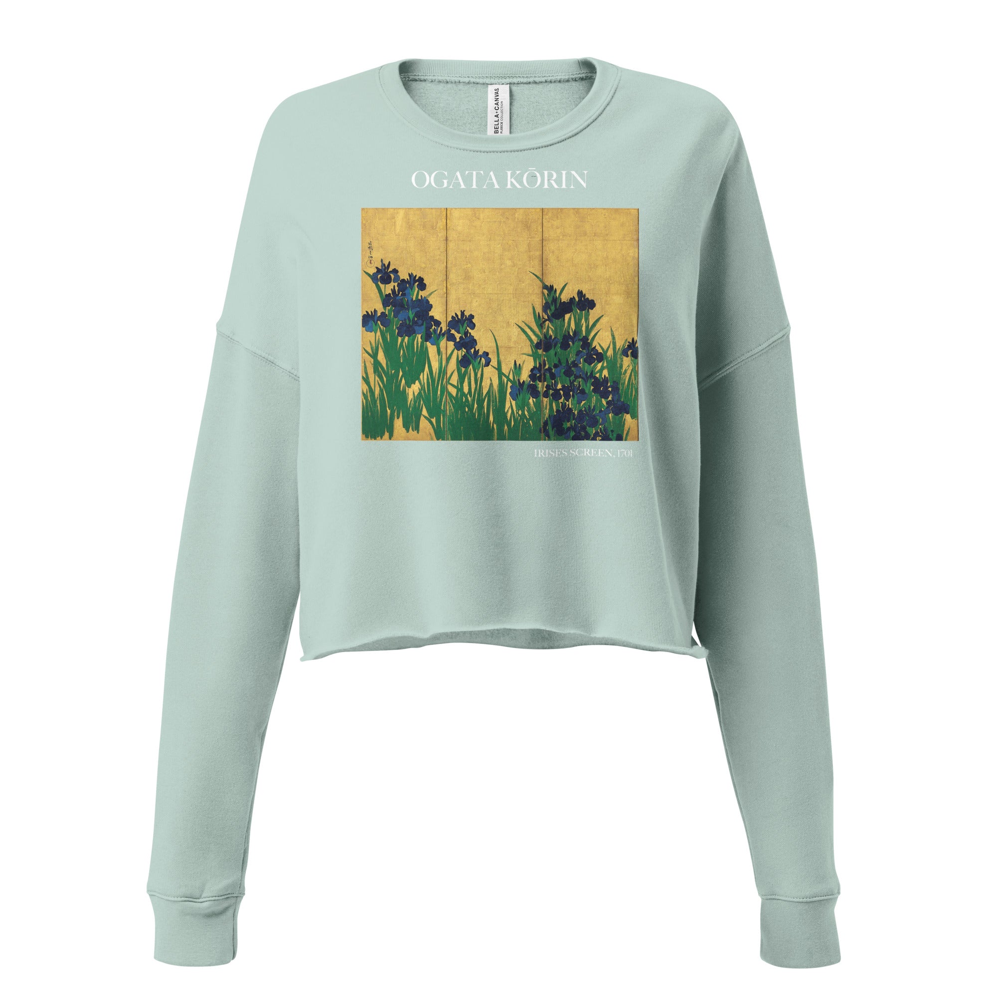 Ogata Kōrin 'Irises Screen' Famous Painting Cropped Sweatshirt | Premium Art Cropped Sweatshirt