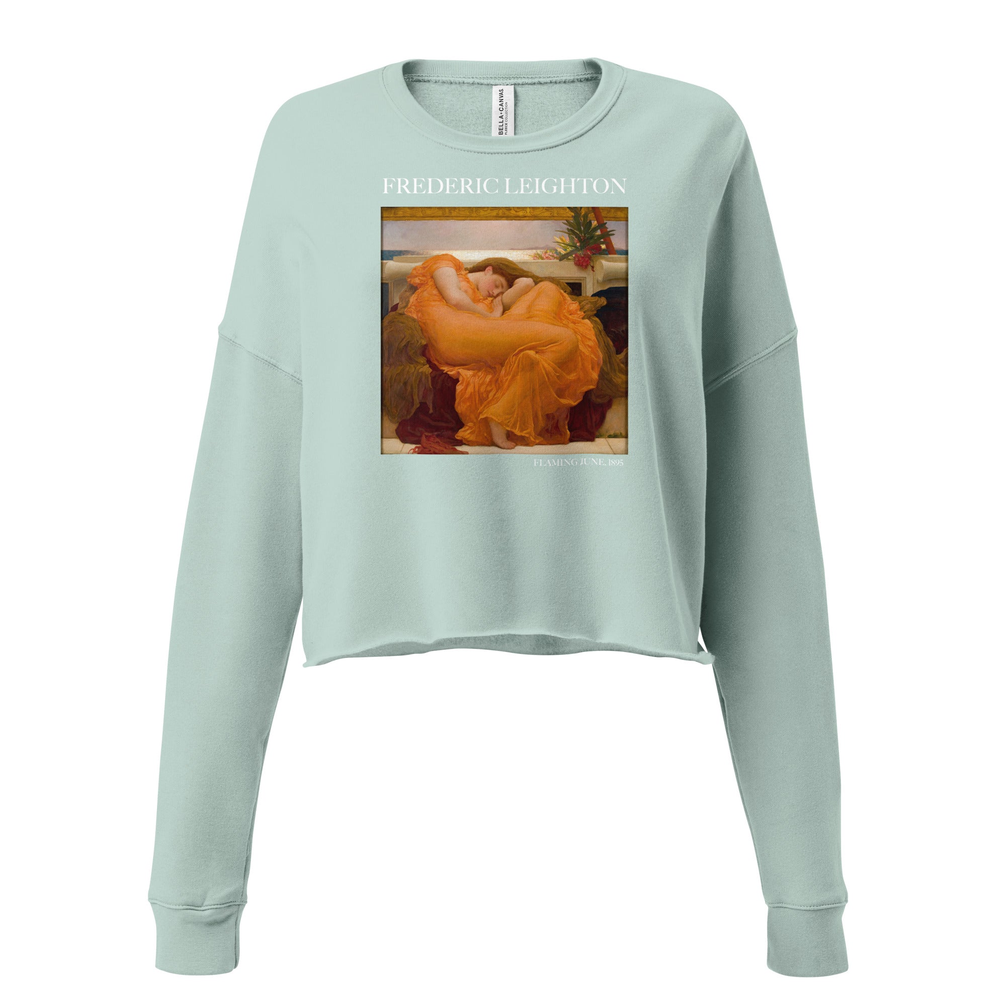 Kurzes Sweatshirt mit berühmtem Gemälde „Flaming June“ von Frederic Leighton | Kurzes Sweatshirt mit Premium-Kunstmotiv