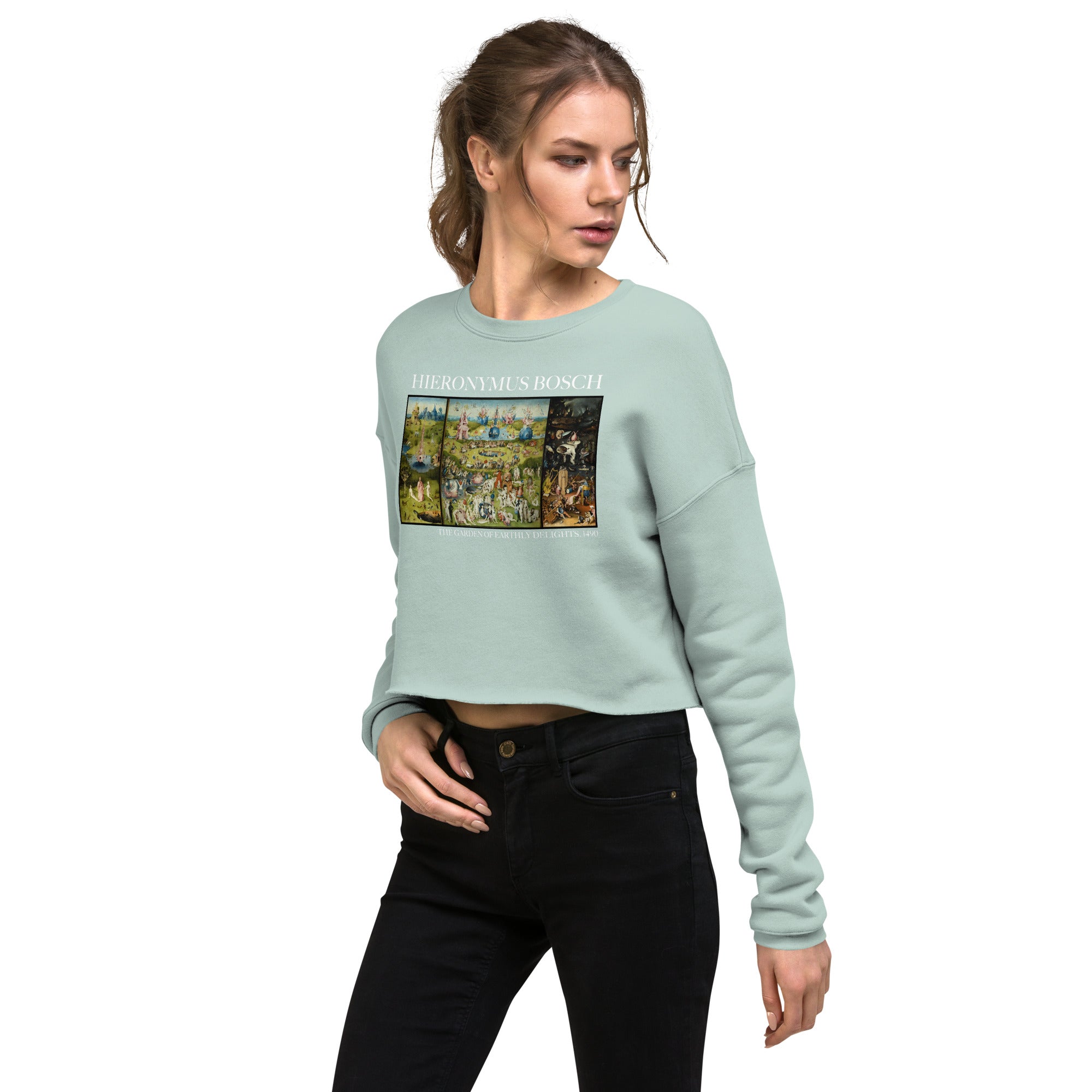 Hieronymus Bosch 'The Garden of Earthly Delights' Famous Painting Cropped Sweatshirt | Premium Art Cropped Sweatshirt