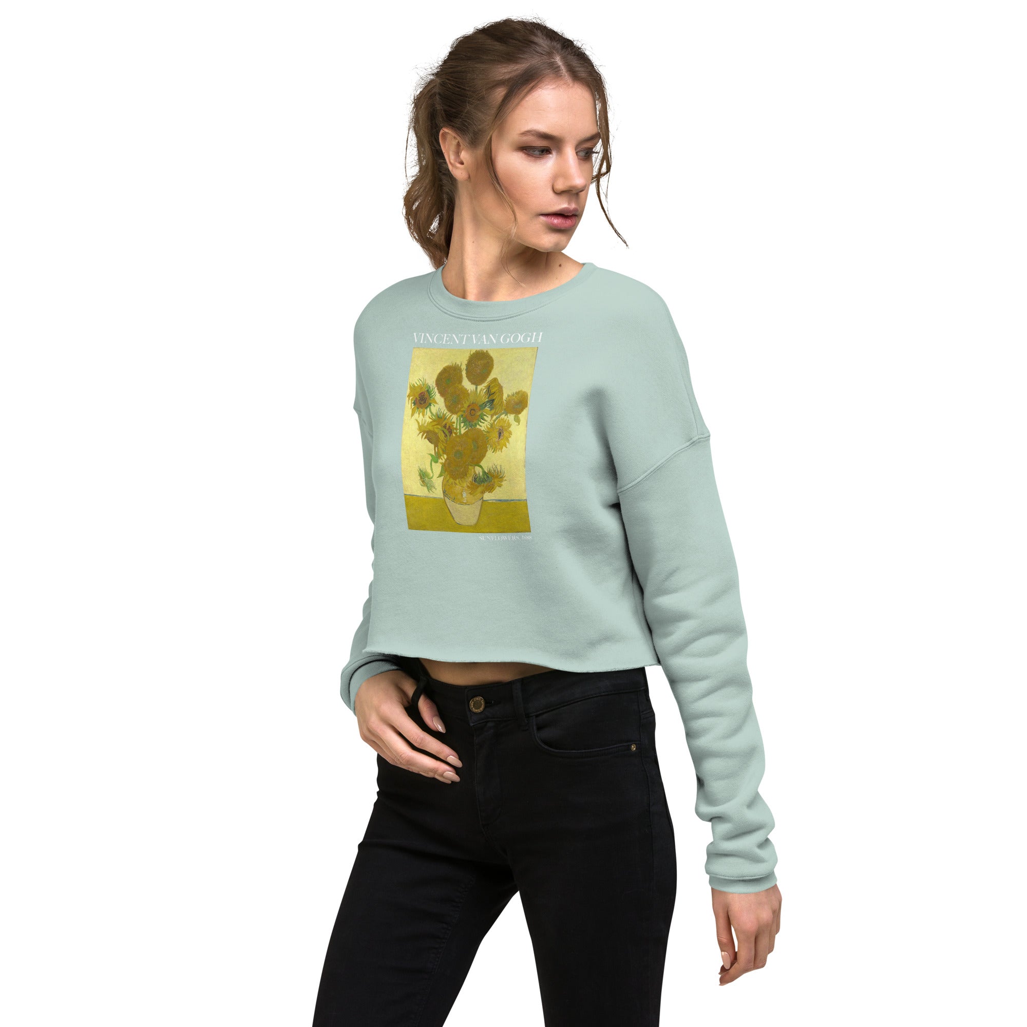 Vincent van Gogh 'Sunflowers' Famous Painting Cropped Sweatshirt | Premium Art Cropped Sweatshirt