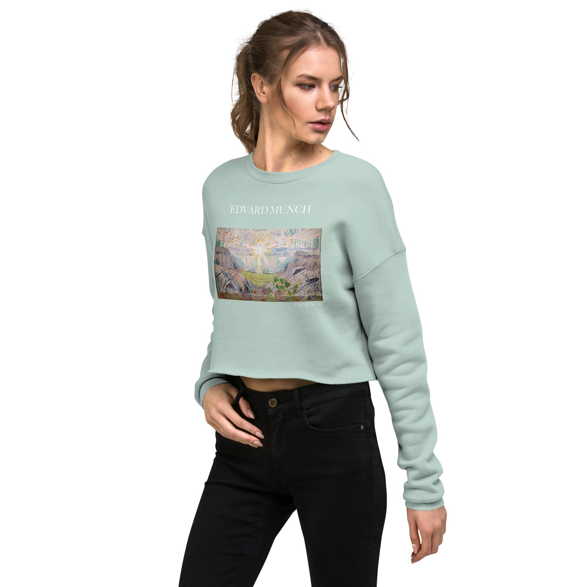 Edvard Munch 'The Sun' Famous Painting Cropped Sweatshirt | Premium Art Cropped Sweatshirt