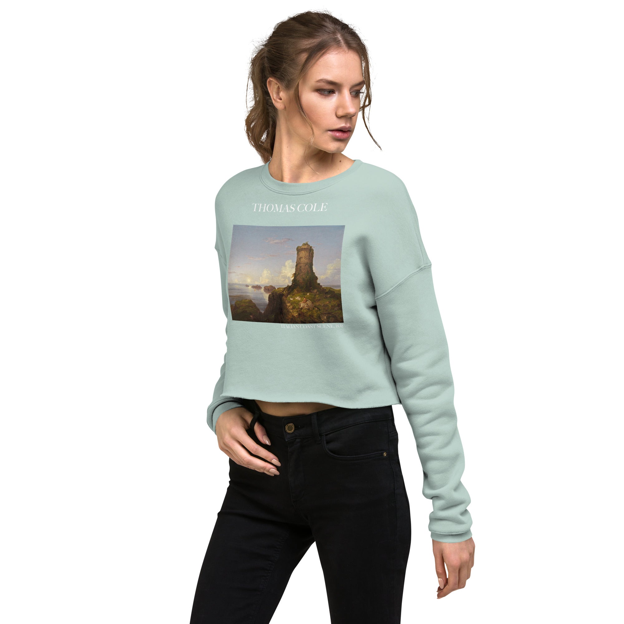 Thomas Cole – Kurzes Sweatshirt „Italienische Küstenszene“ – berühmtes Gemälde – Premium-Kunst-Kurzpullover