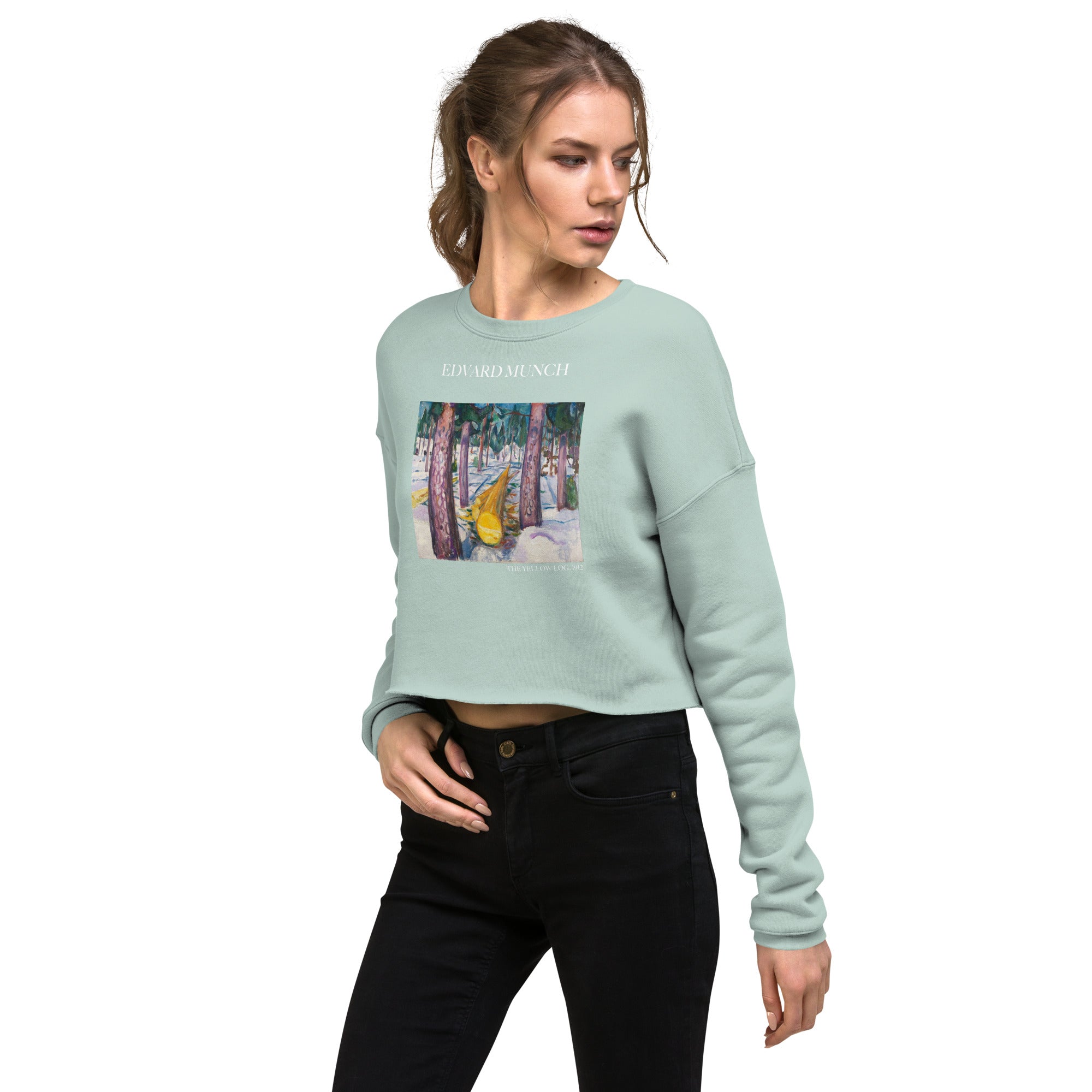 Edvard Munch 'The Yellow Log' Famous Painting Cropped Sweatshirt | Premium Art Cropped Sweatshirt