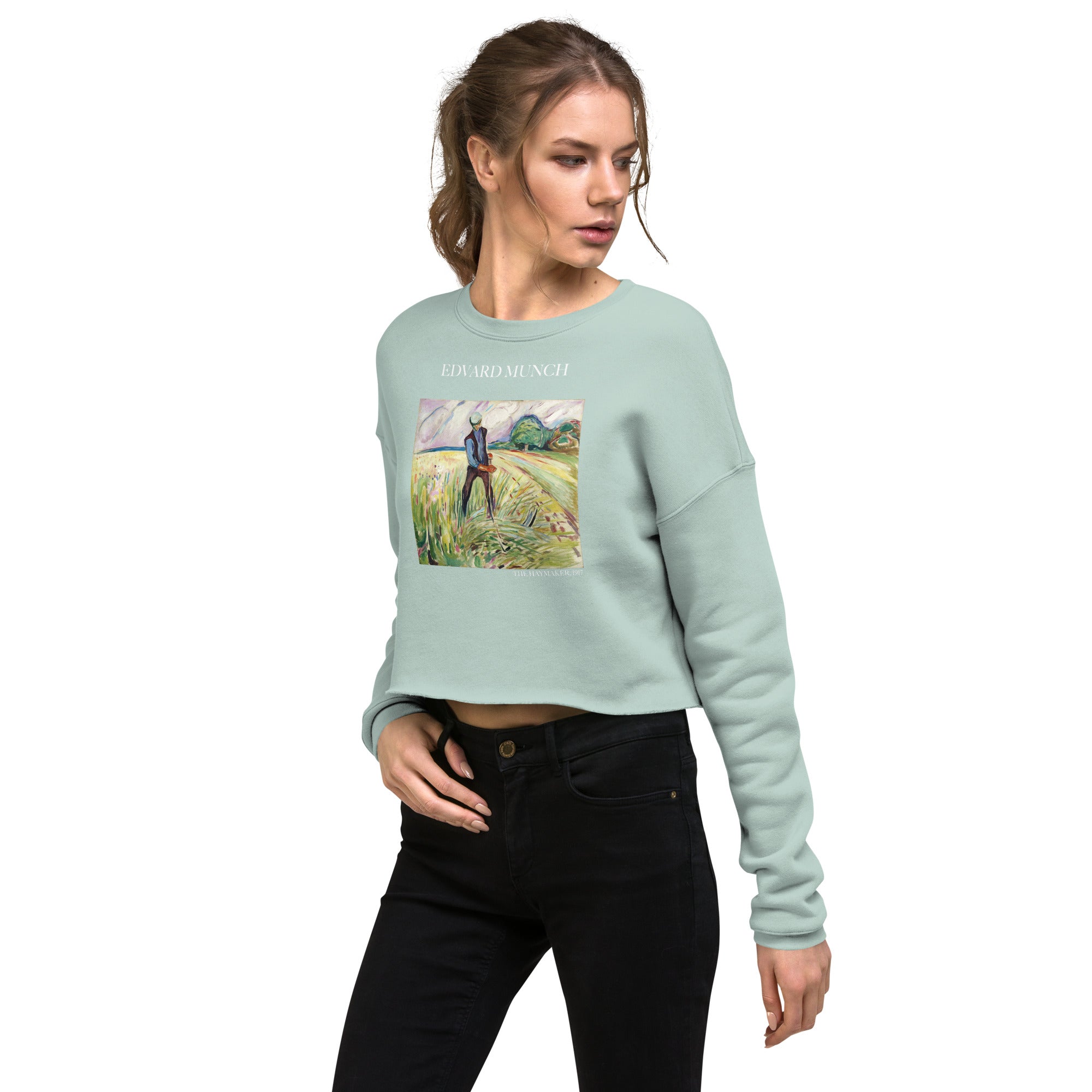 Kurzes Sweatshirt „Der Heumacher“ von Edvard Munch, berühmtes Gemälde | Kurzes Sweatshirt „Premium Art“