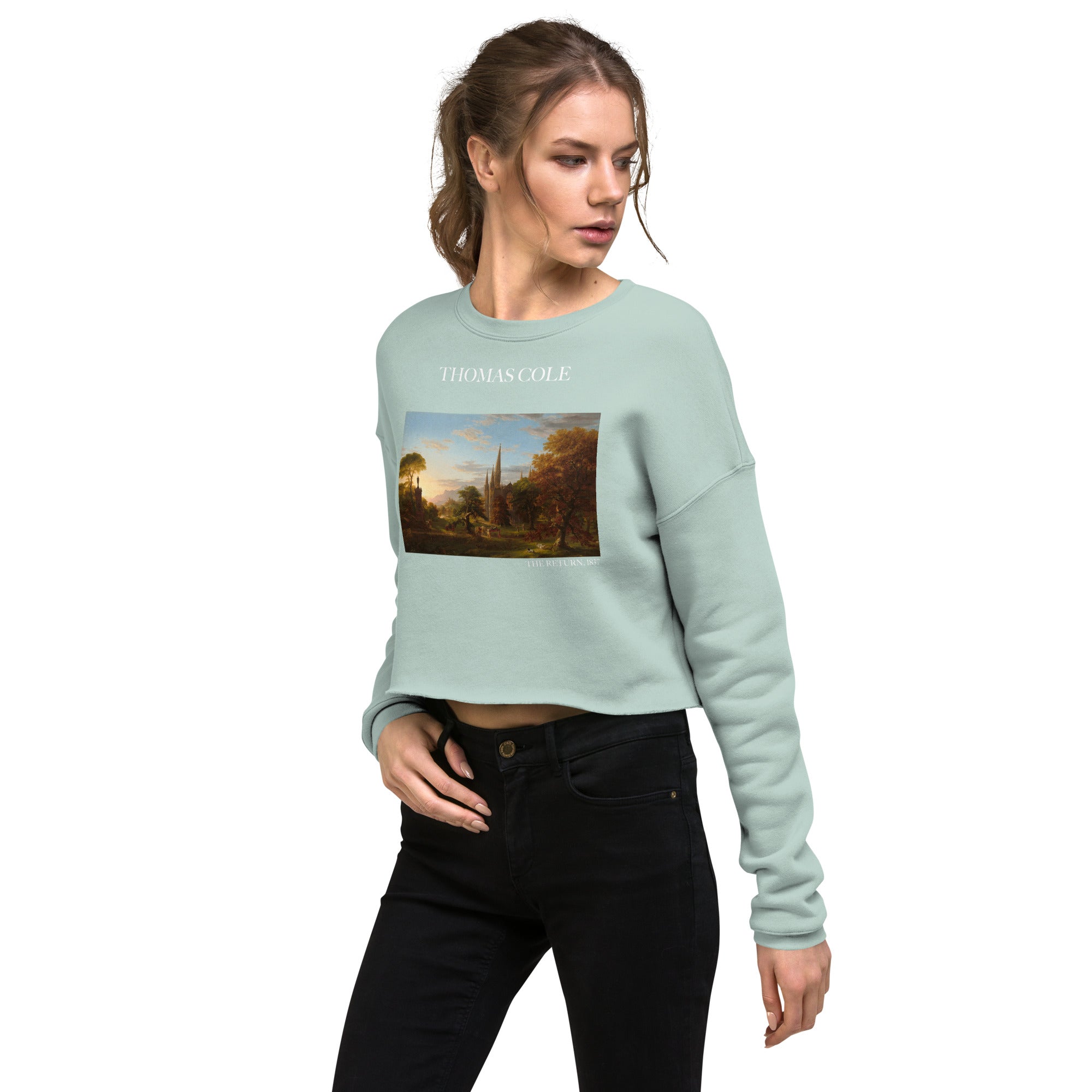 Thomas Cole 'The Return' Famous Painting Cropped Sweatshirt | Premium Art Cropped Sweatshirt