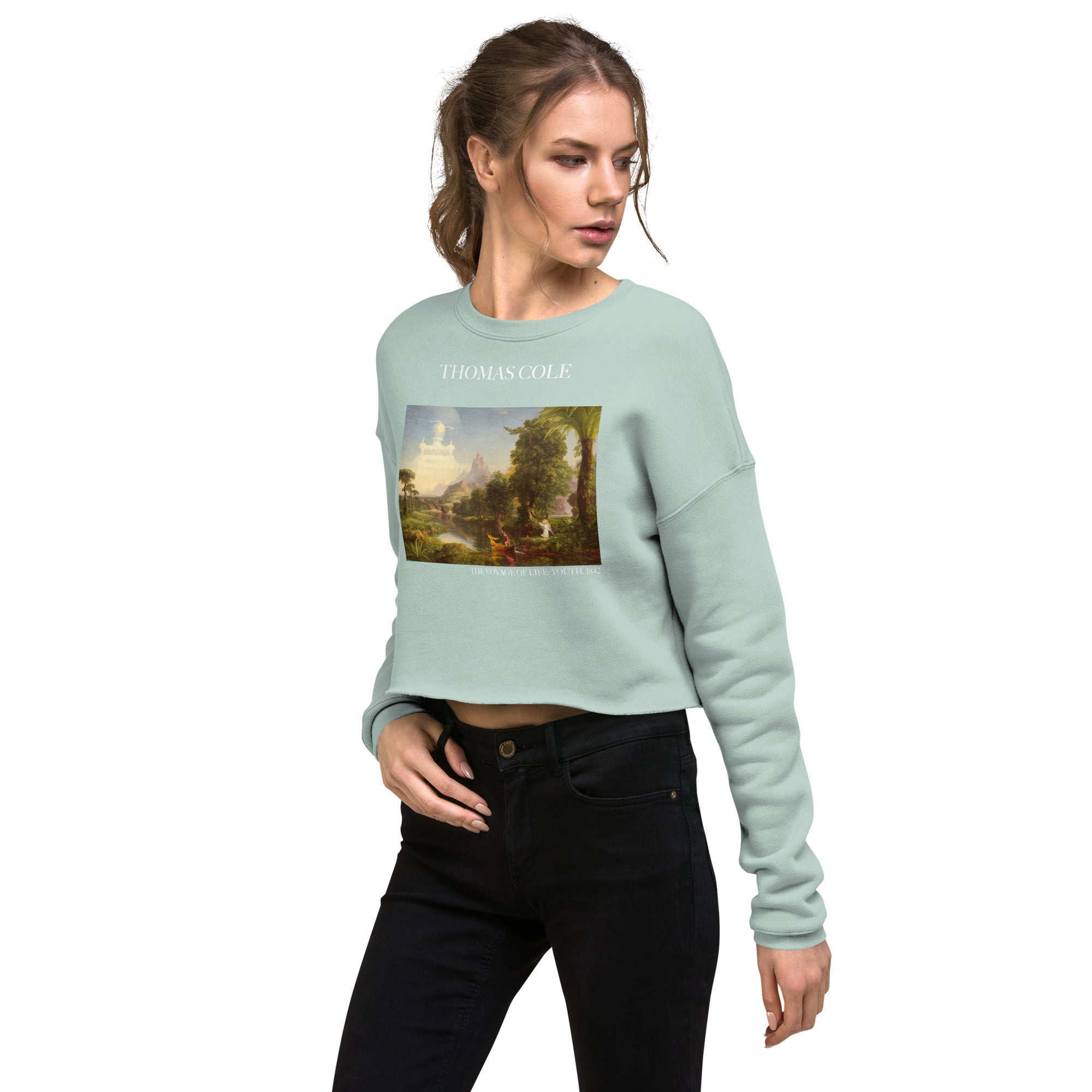 Thomas Cole 'Die Reise des Lebens: Jugend' Berühmtes Gemälde Kurzes Sweatshirt | Premium Art Kurzes Sweatshirt 