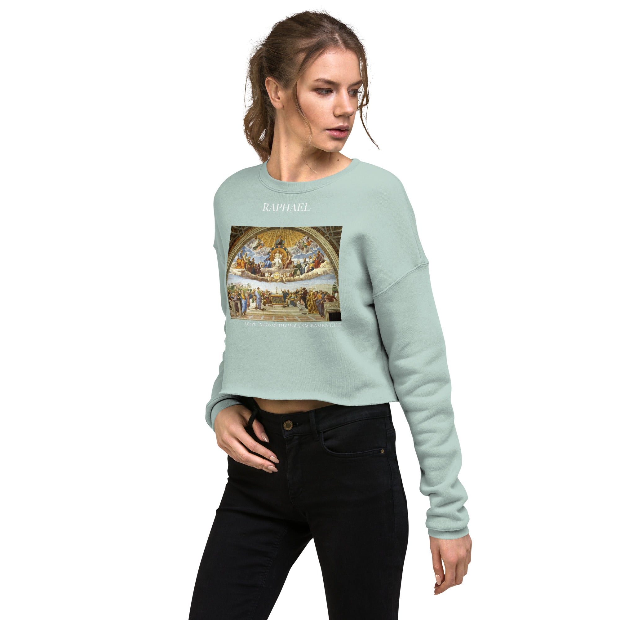 Raphael 'Disputation of the Holy Sacrament' Famous Painting Cropped Sweatshirt | Premium Art Cropped Sweatshirt