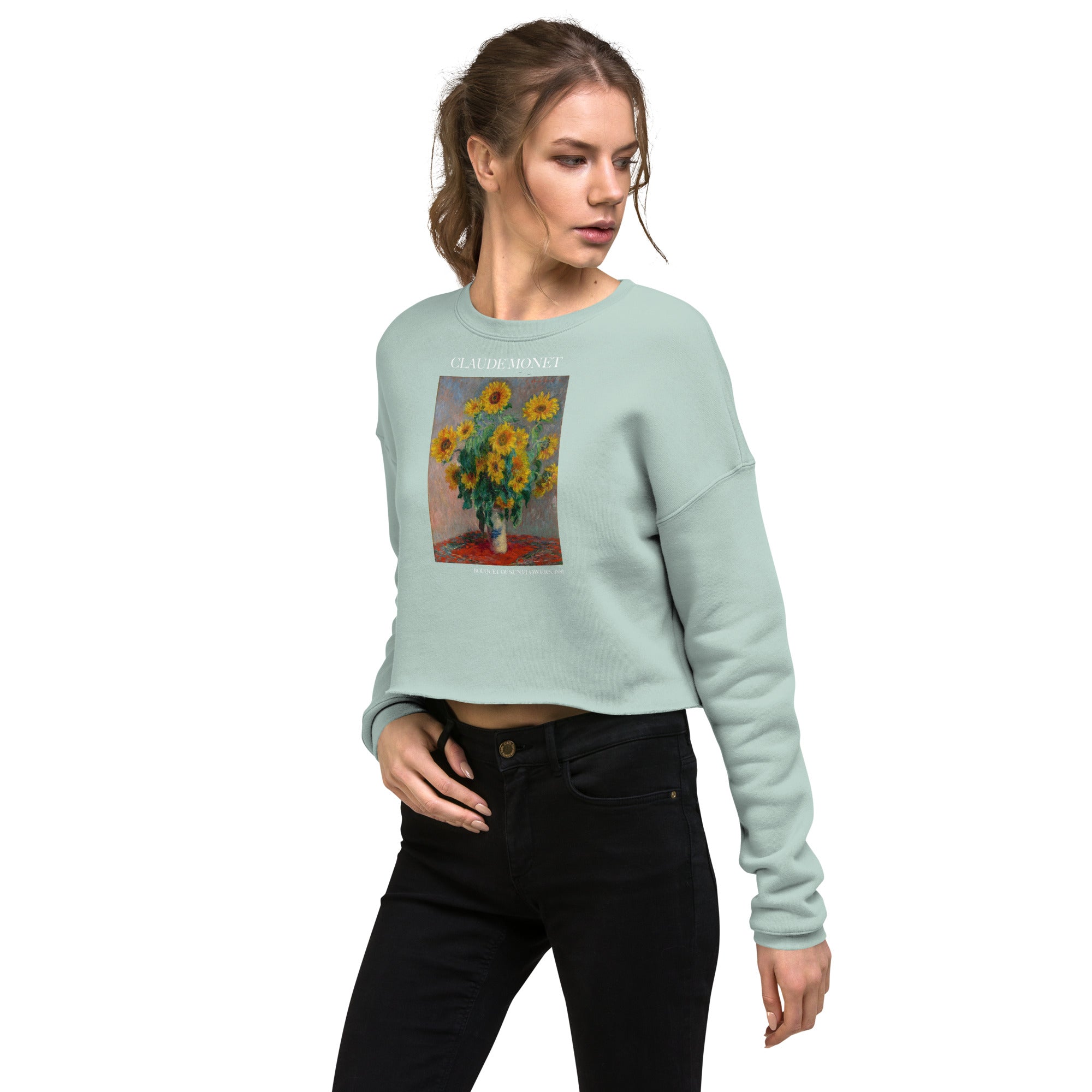 Claude Monet 'Sonnenblumenstrauß' Berühmtes Gemälde Kurzes Sweatshirt | Premium Art Kurzes Sweatshirt