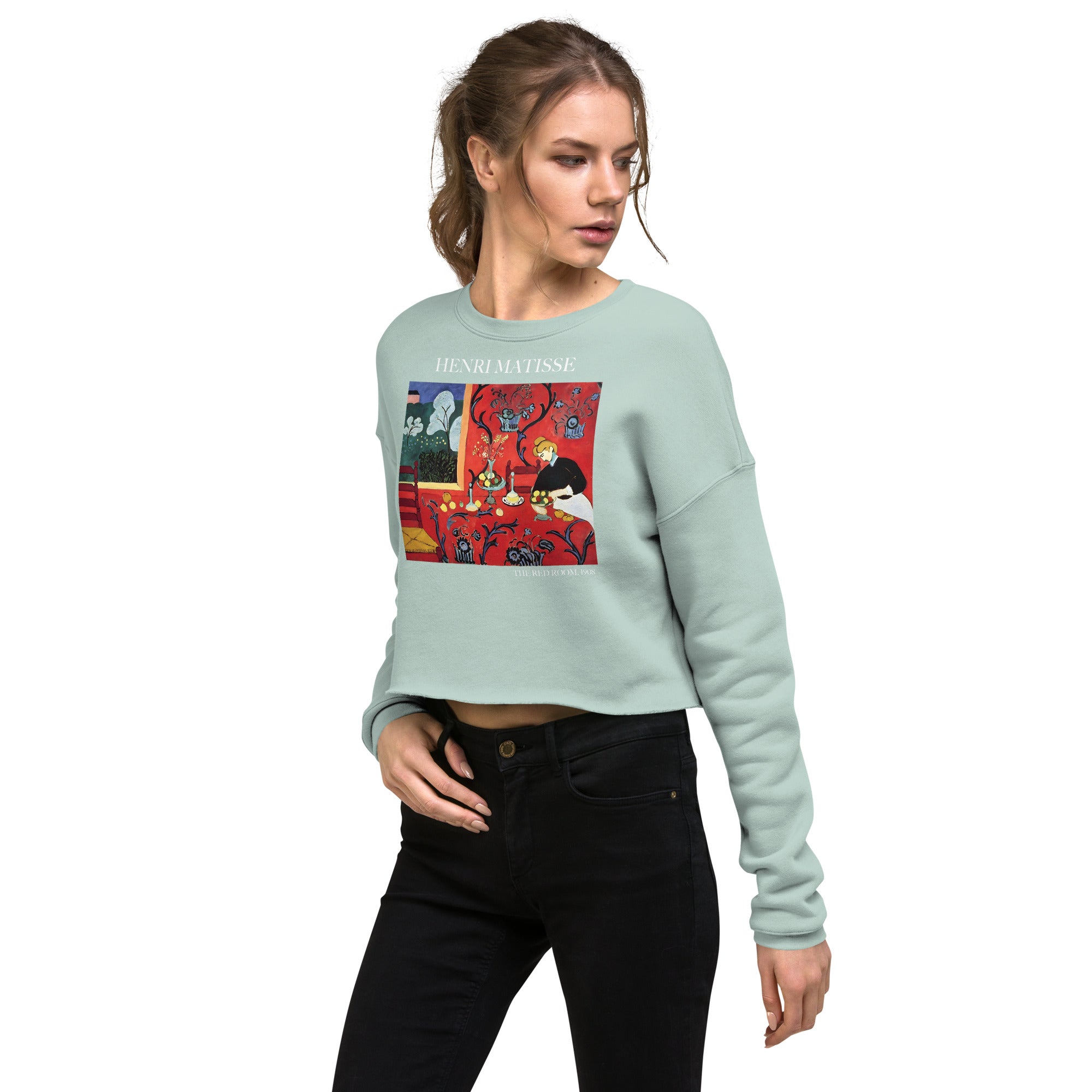 Henri Matisse 'The Red Room' Famous Painting Cropped Sweatshirt | Premium Art Cropped Sweatshirt