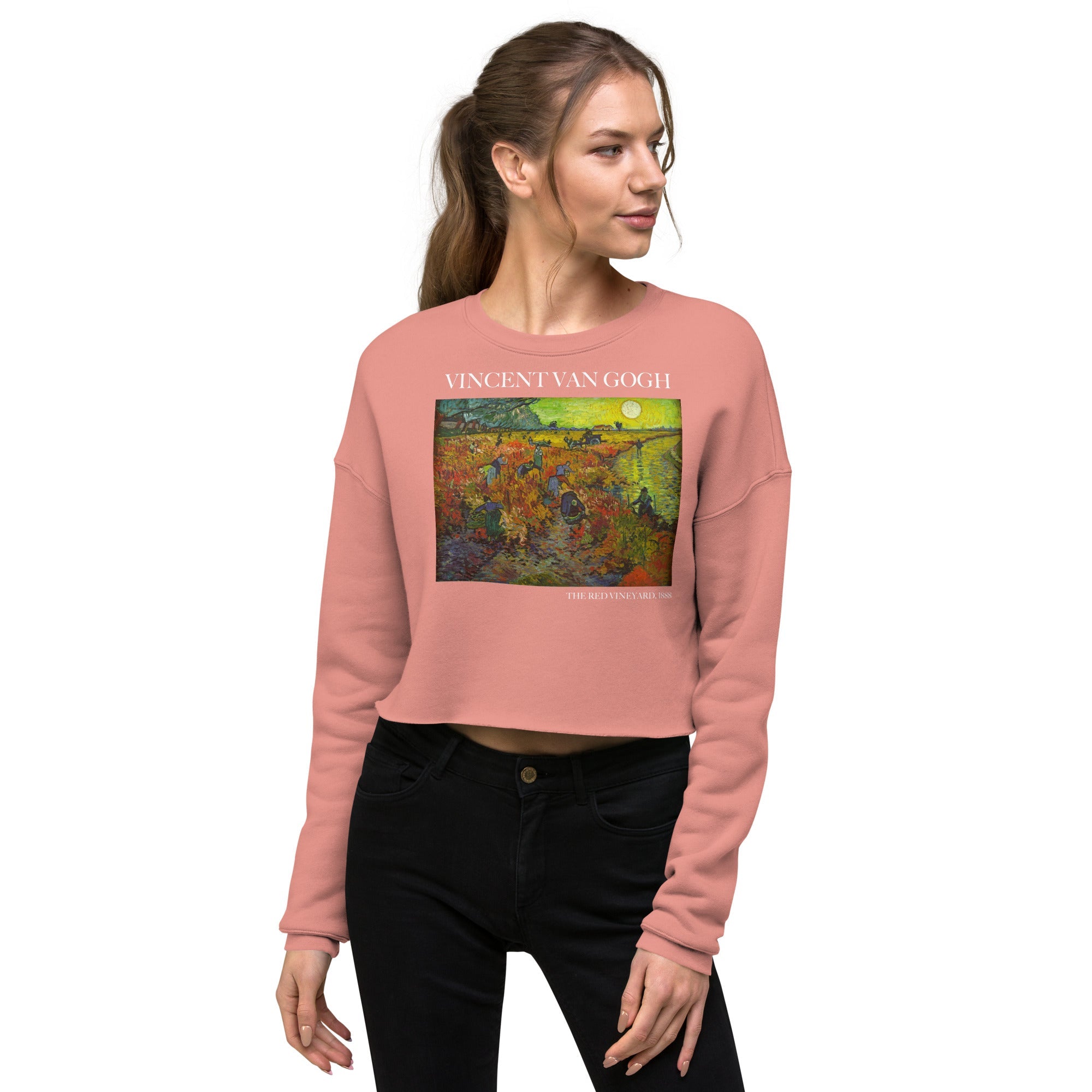 Kurzes Sweatshirt „Der rote Weinberg“ von Vincent van Gogh, berühmtes Gemälde | Kurzes Sweatshirt mit Premium-Kunstmotiv