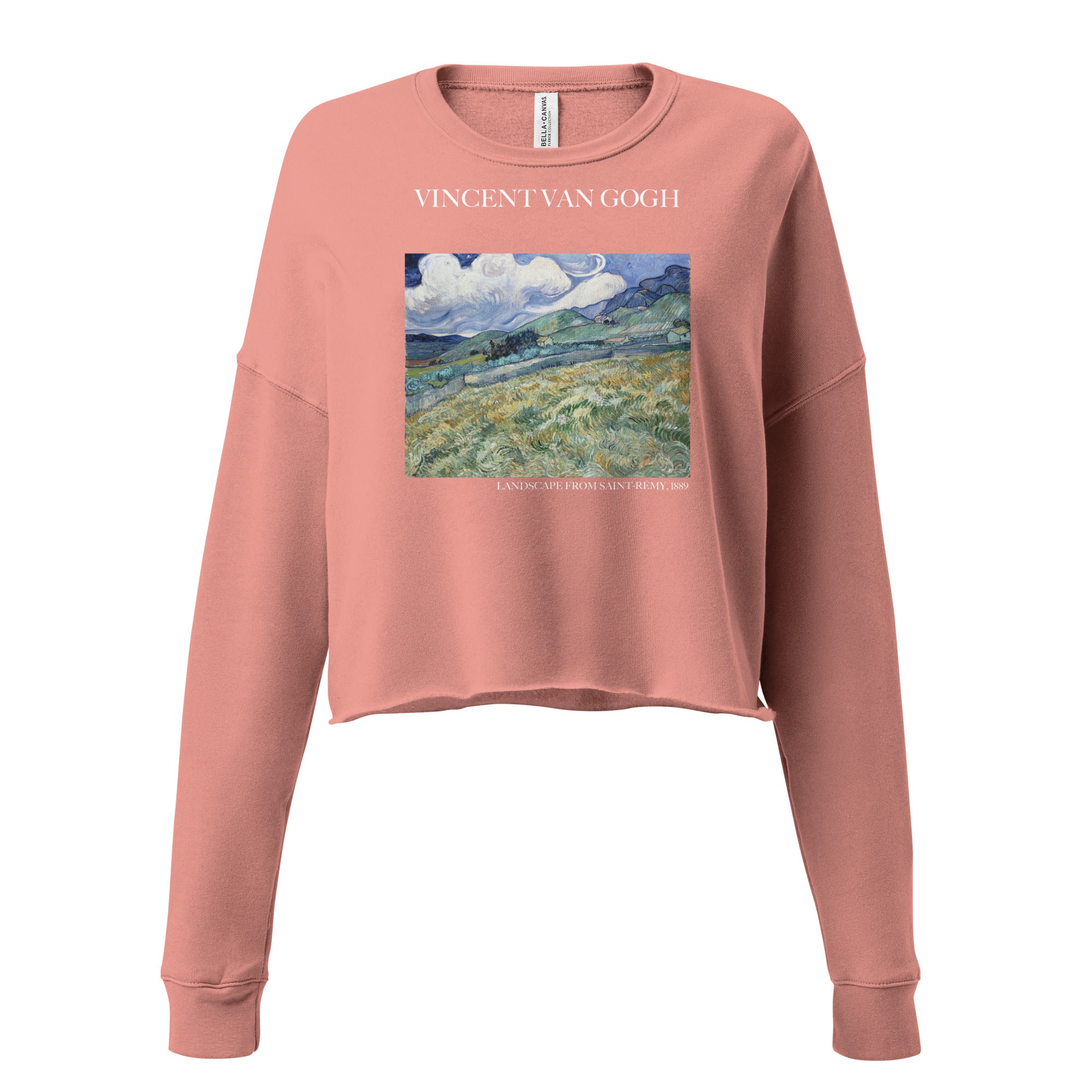 Vincent van Gogh 'Landscape from Saint-Rémy' Famous Painting Cropped Sweatshirt | Premium Art Cropped Sweatshirt