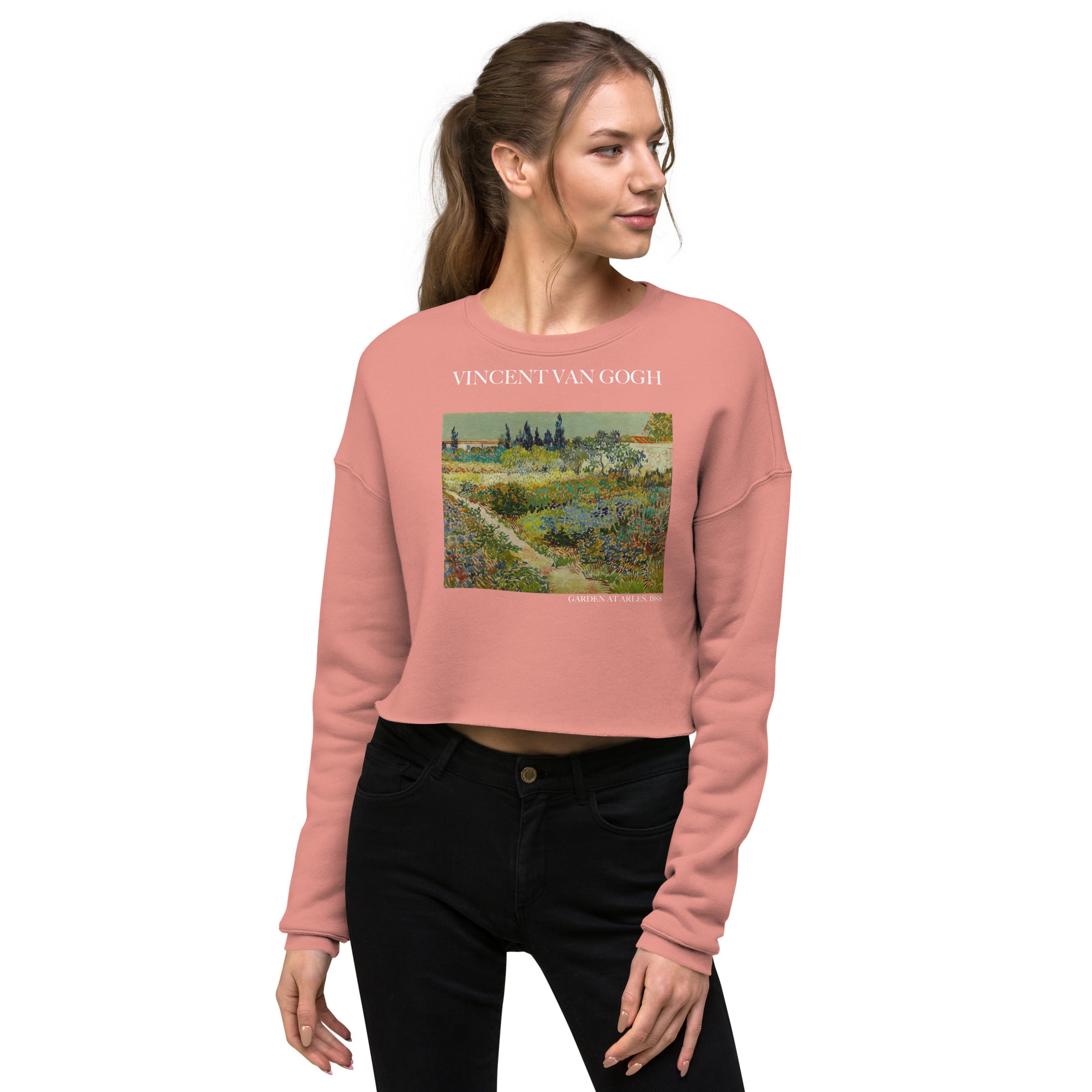 Vincent van Gogh 'Garden at Arles' Famous Painting Cropped Sweatshirt | Premium Art Cropped Sweatshirt