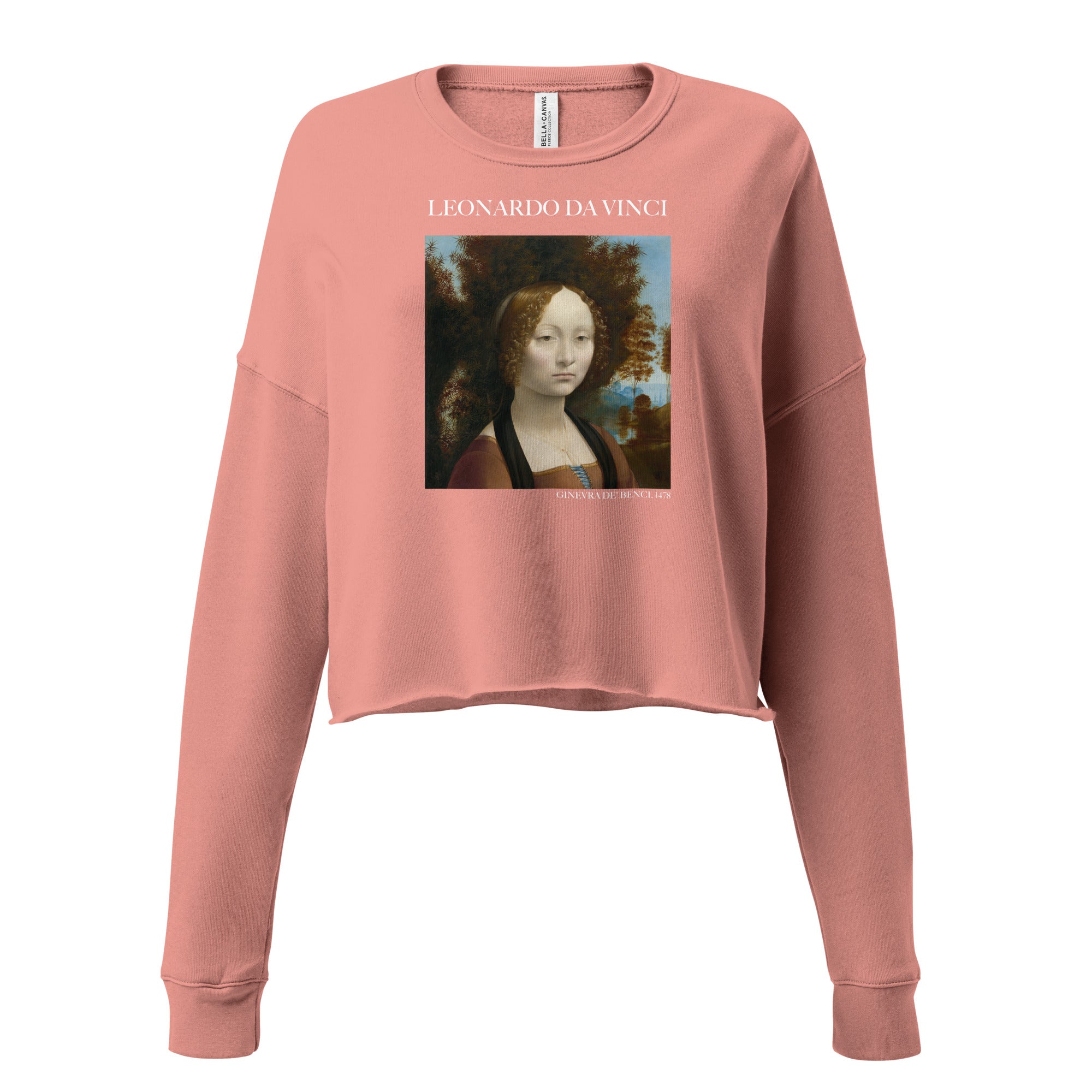 Leonardo da Vinci 'Ginevra de' Benci' Famous Painting Cropped Sweatshirt | Premium Art Cropped Sweatshirt