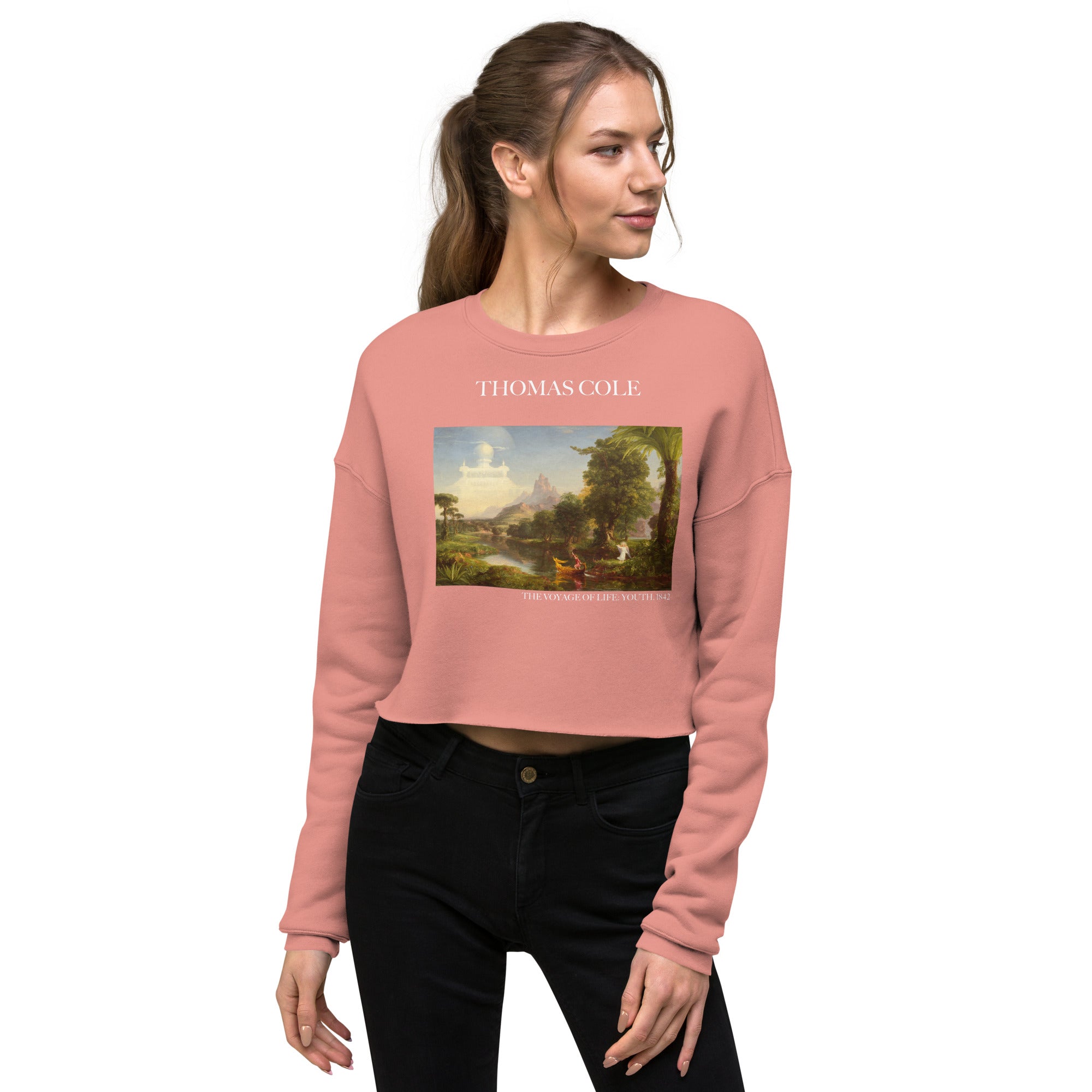 Thomas Cole 'The Voyage of Life: Youth' Famous Painting Cropped Sweatshirt | Premium Art Cropped Sweatshirt