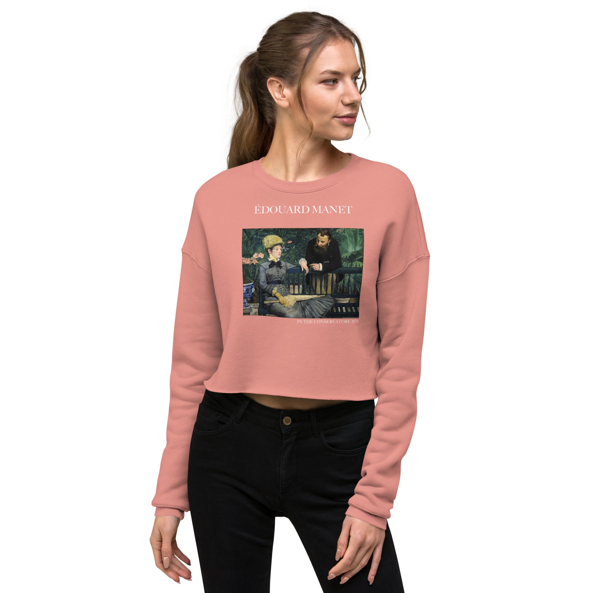 Édouard Manet 'In the Conservatory' Famous Painting Cropped Sweatshirt | Premium Art Cropped Sweatshirt