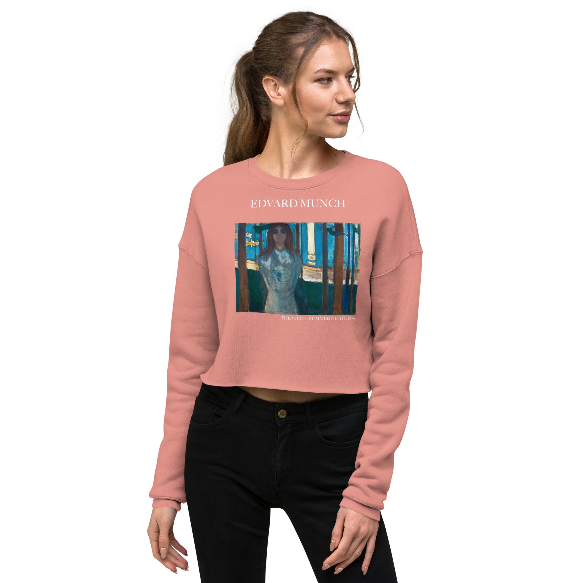 Kurzes Sweatshirt „Die Stimme, Sommernacht“ von Edvard Munch, berühmtes Gemälde | Kurzes Sweatshirt „Premium Art“