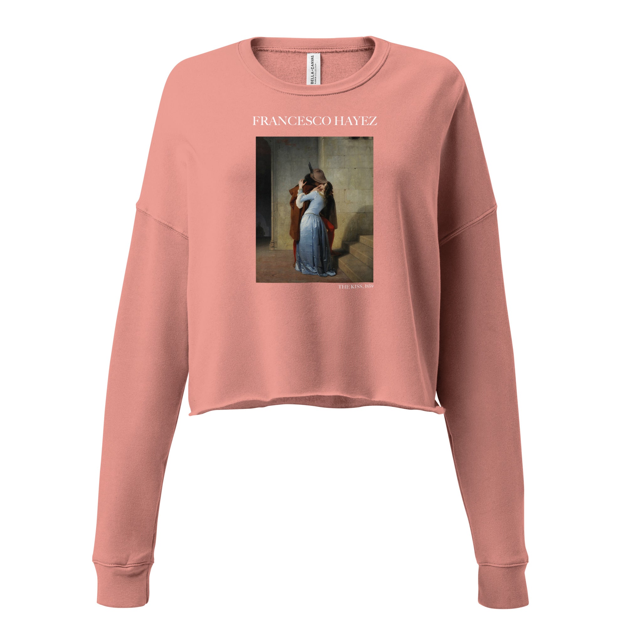 Kurzes Sweatshirt mit berühmtem Gemälde „Der Kuss“ von Francesco Hayez | Kurzes Sweatshirt mit Premium-Kunstmotiv