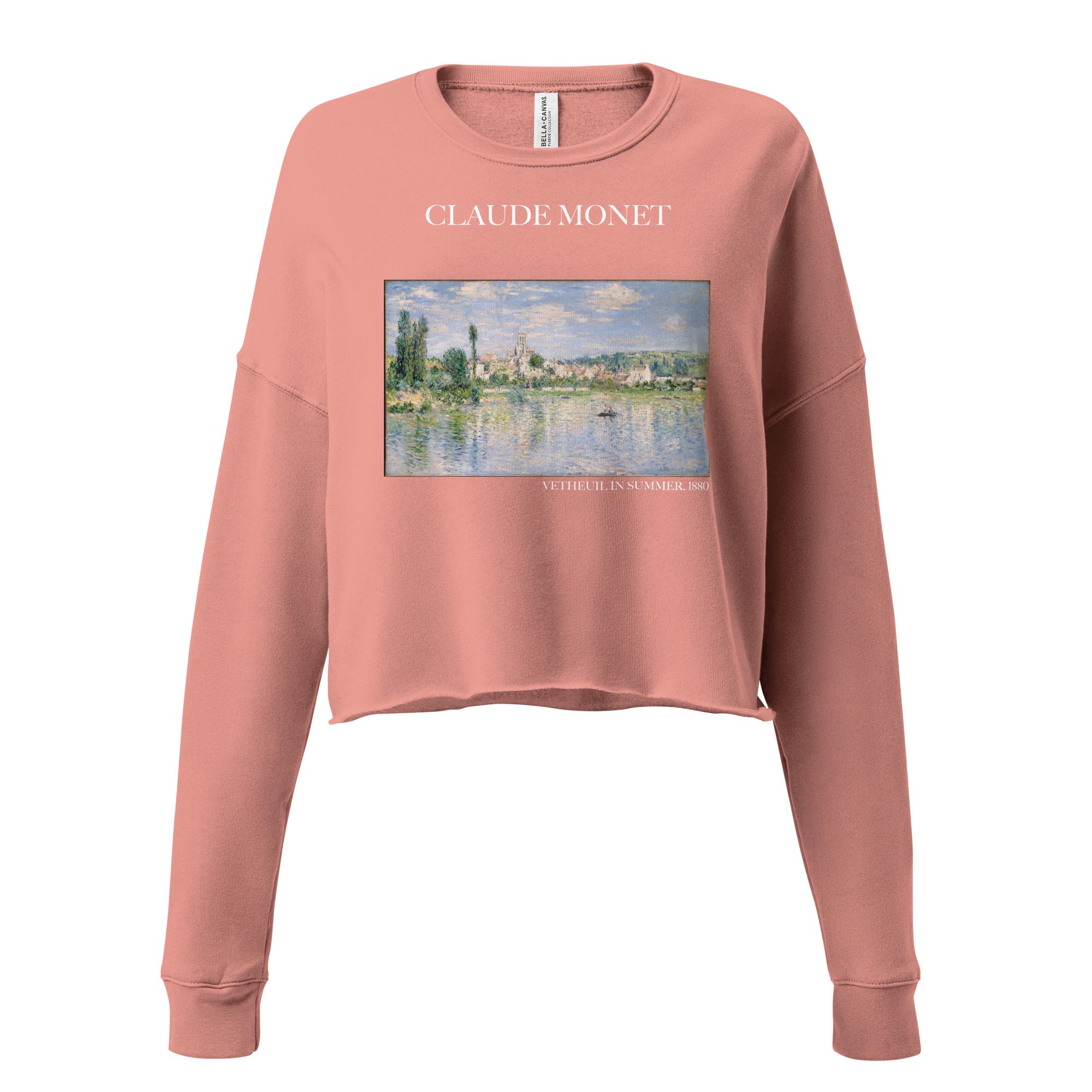 Claude Monet 'Vetheuil in Summer' Famous Painting Cropped Sweatshirt | Premium Art Cropped Sweatshirt