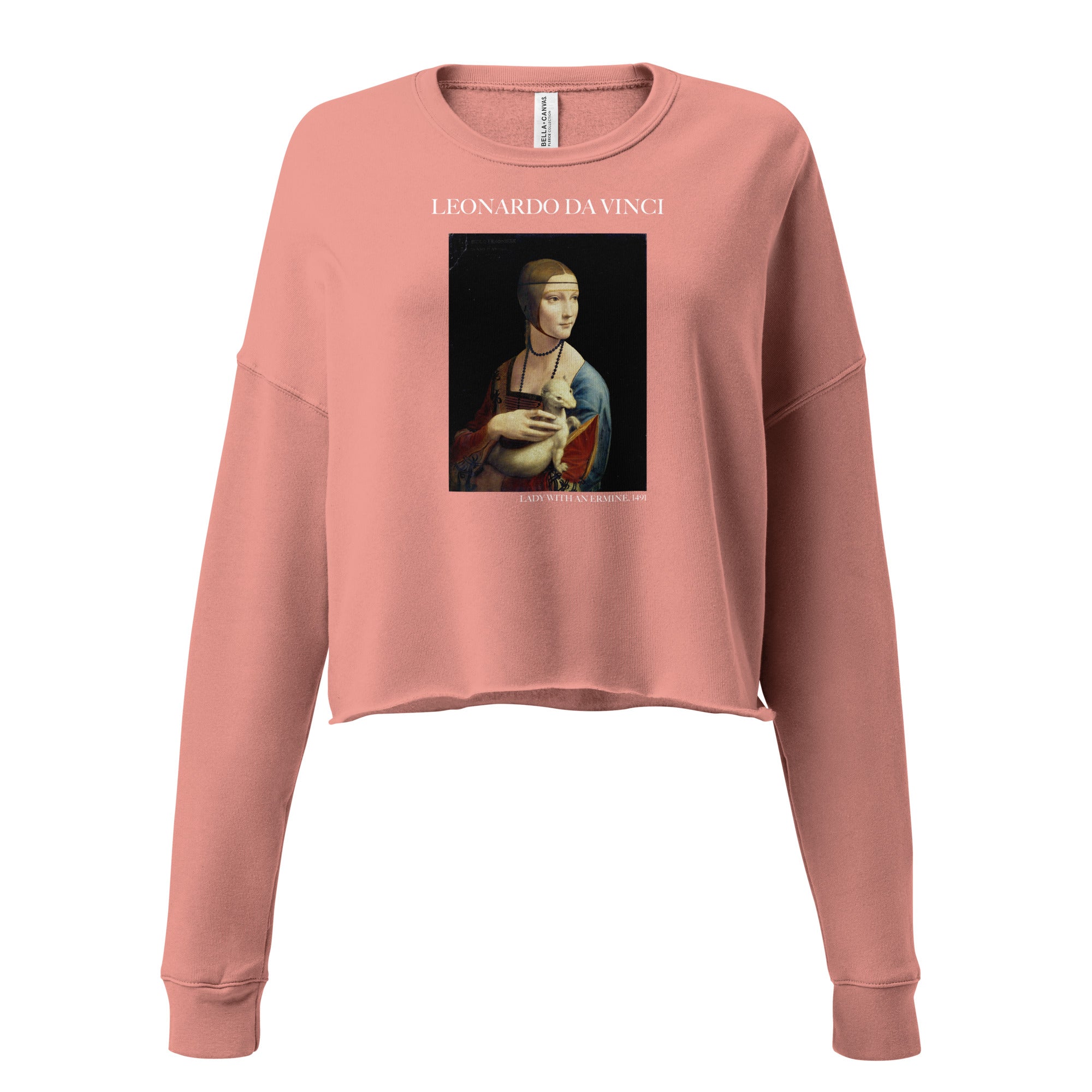 Leonardo da Vinci 'Lady with an Ermine' Famous Painting Cropped Sweatshirt | Premium Art Cropped Sweatshirt